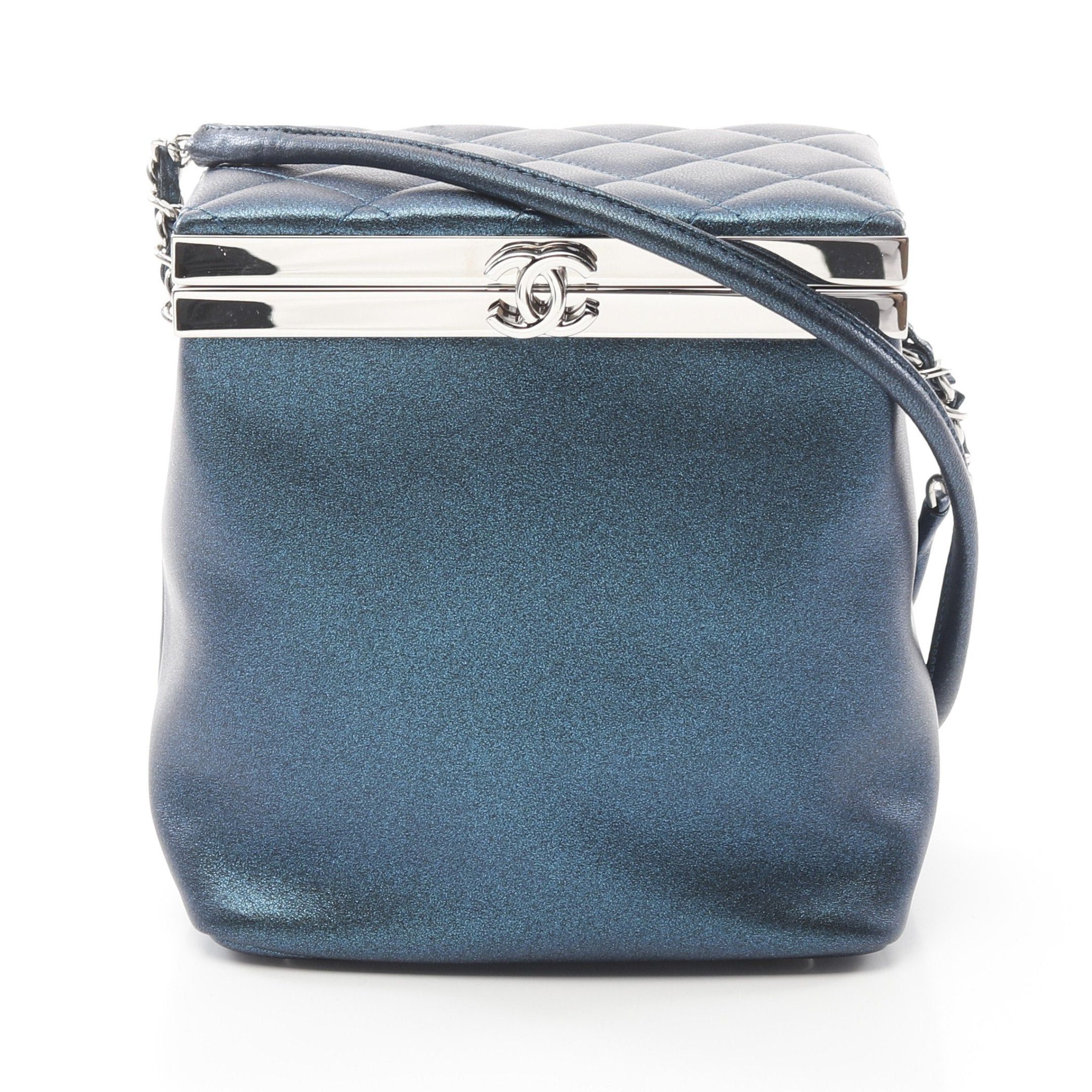 Chanel Chanel Coco Mark Vanity Bag Shoulder Leather Blue Green Silver Hardware Size ONE SIZE - 1 Thumbnail