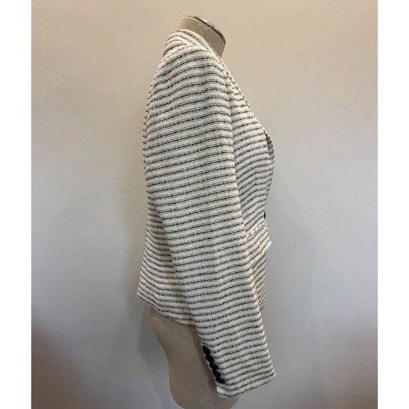 Veronica Beard Veronica Beard Hosanna Tweed Striped Blazer in Black/White S Size XL / US 12-14 / IT 48-50 - 2 Thumbnail