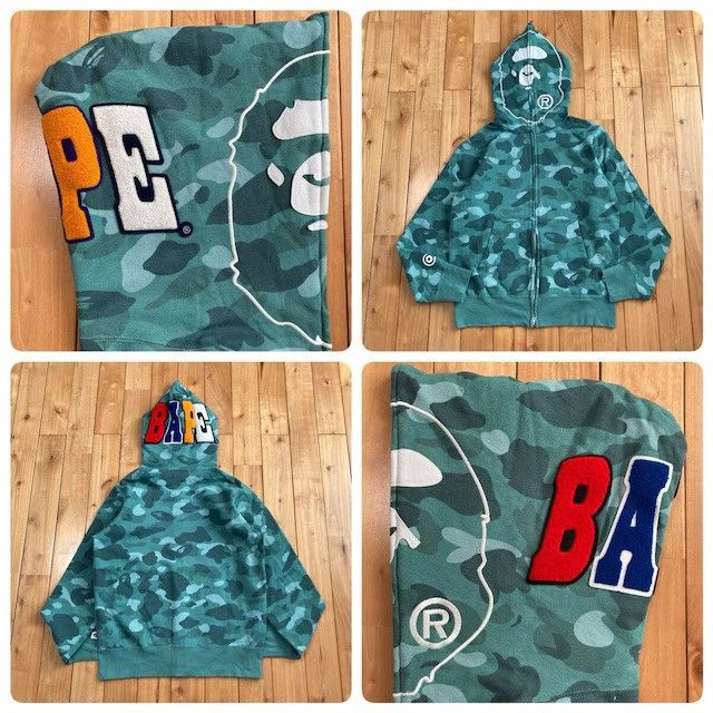 BAPE Head full zip hoodie green camo a bathing ape