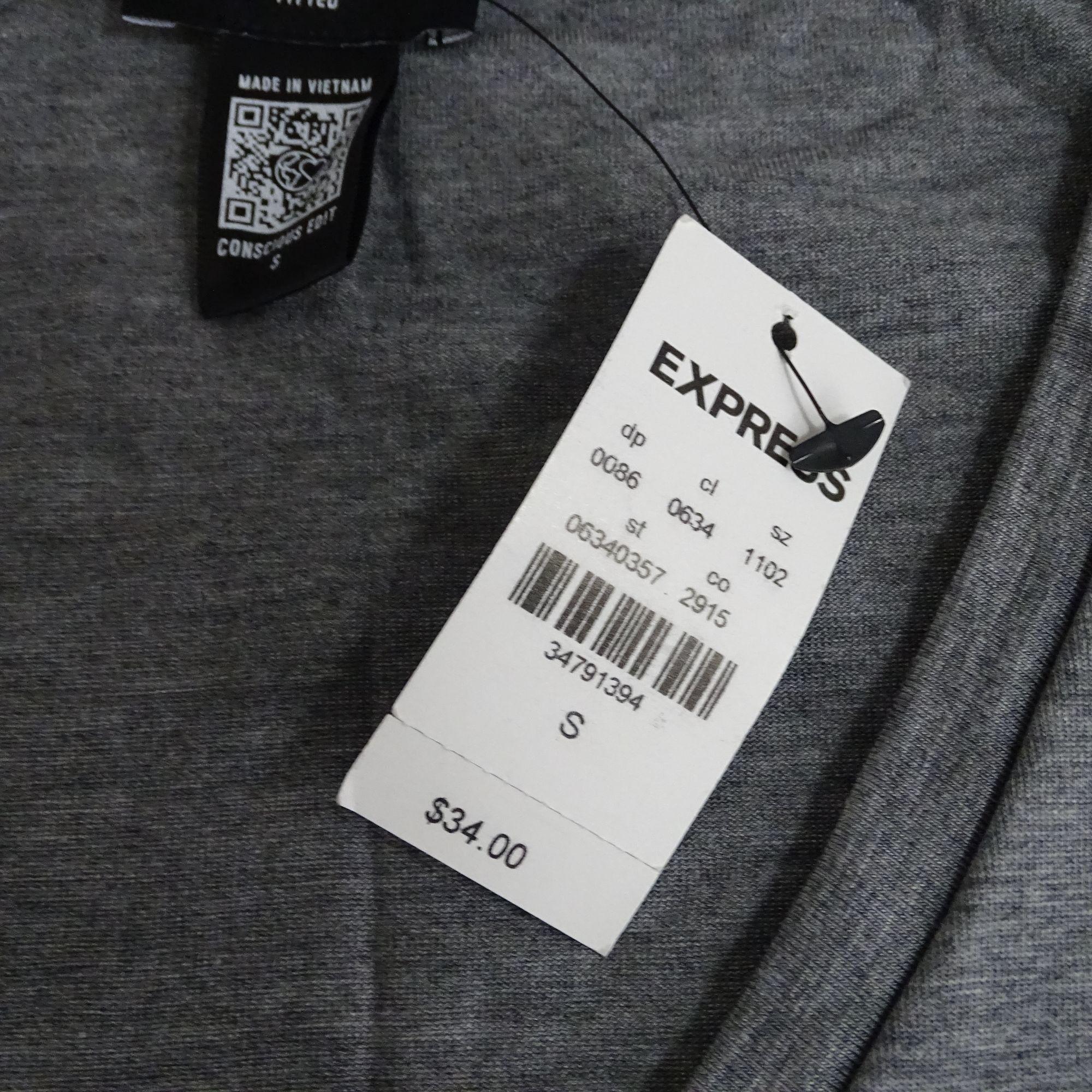 Express Express Conscious Edit Fitted V-Neck T-Shirt Gray Size S Size S / US 4 / IT 40 - 4 Thumbnail