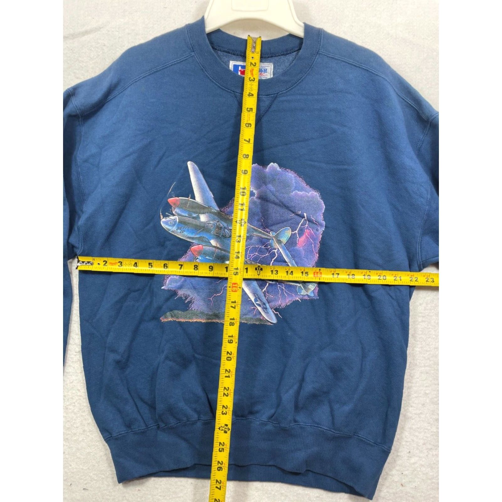 Vintage VINTAGE Russel Athletic Sweatshirt Mens L 90s Red Cotton Polyester Knit Crew Neck Graphic Print Planes Military Fighter Plane Size US L / EU 52-54 / 3 - 5 Thumbnail