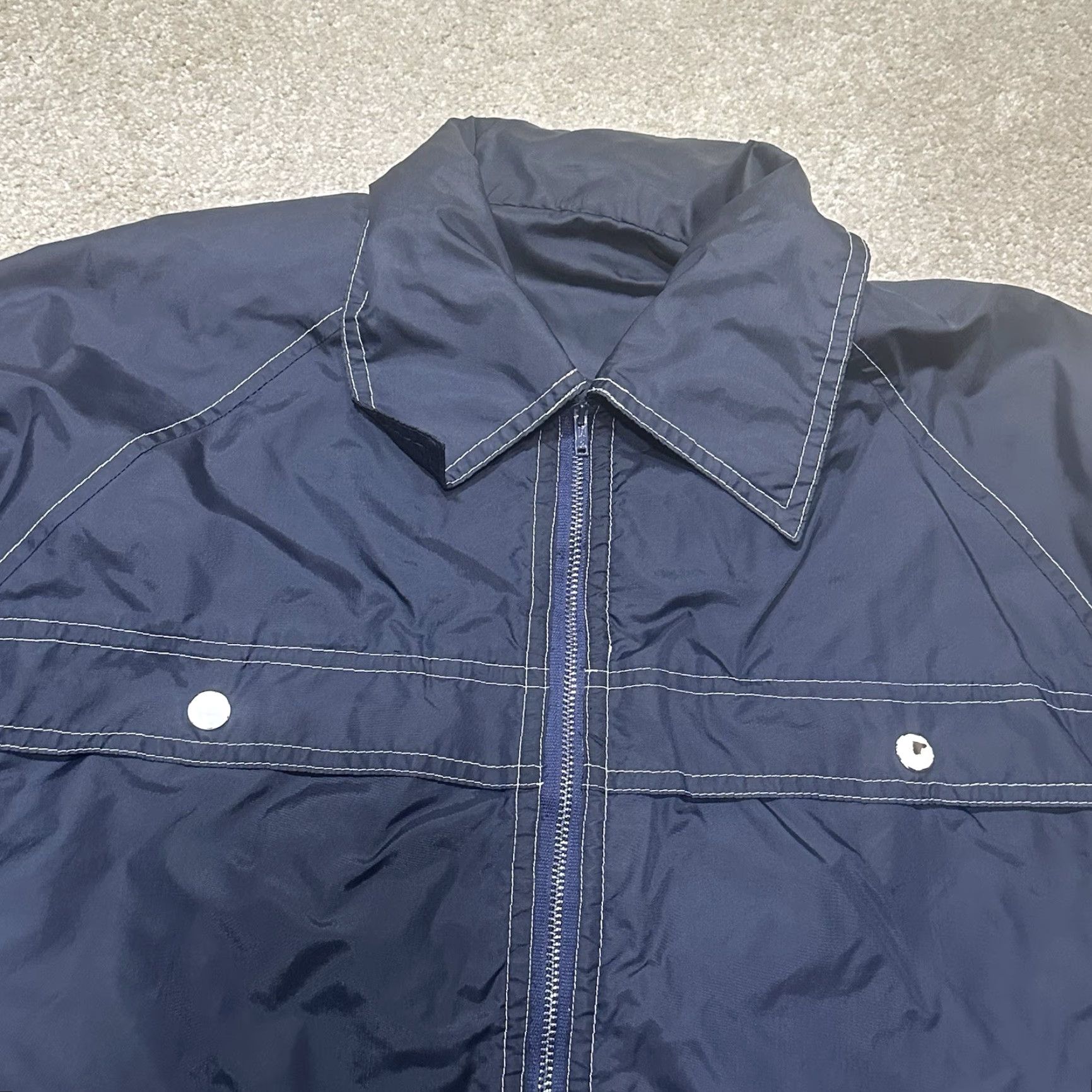 Vintage VINTAGE Western Nylon Jacket Mens Large Blue 70s Zipper Bomber Full Zip Lined Insulated Short Jacket/Coat Size US L / EU 52-54 / 3 - 3 Thumbnail