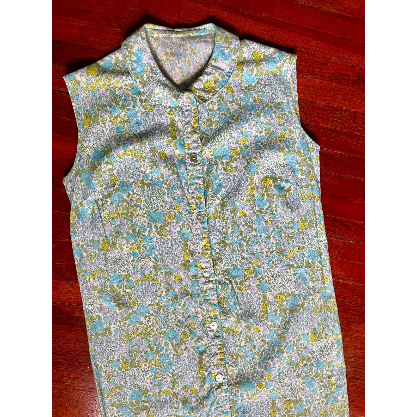 Vintage Vintage 60’s Blue Sleeveless Ditsy Floral Day Dress Small M Size S / US 4 / IT 40 - 4 Thumbnail