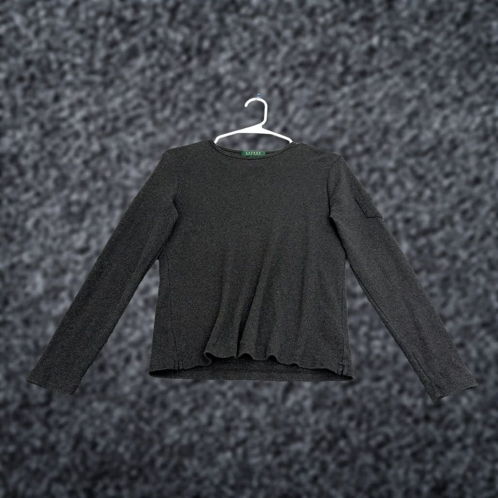 Ralph Lauren Lauren Ralph Lauren Top Womens M Gray Cotton Long Sleeve Pocket Casual Classic Shirt Ladies M Gray Pocket Size M / US 6-8 / IT 42-44 - 1 Thumbnail