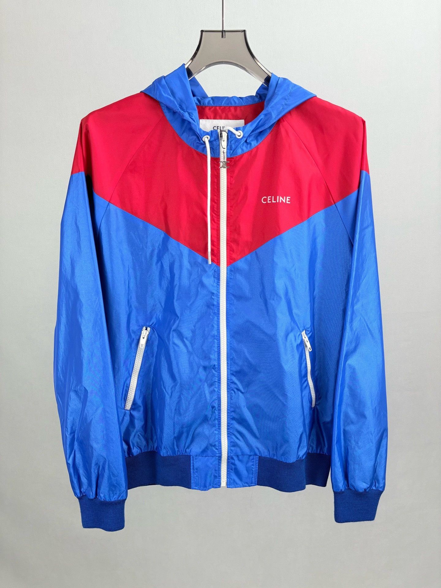 Celine Celine Red Blue Logo Nylon Jacket Size US S / EU 44-46 / 1 - 1 Thumbnail