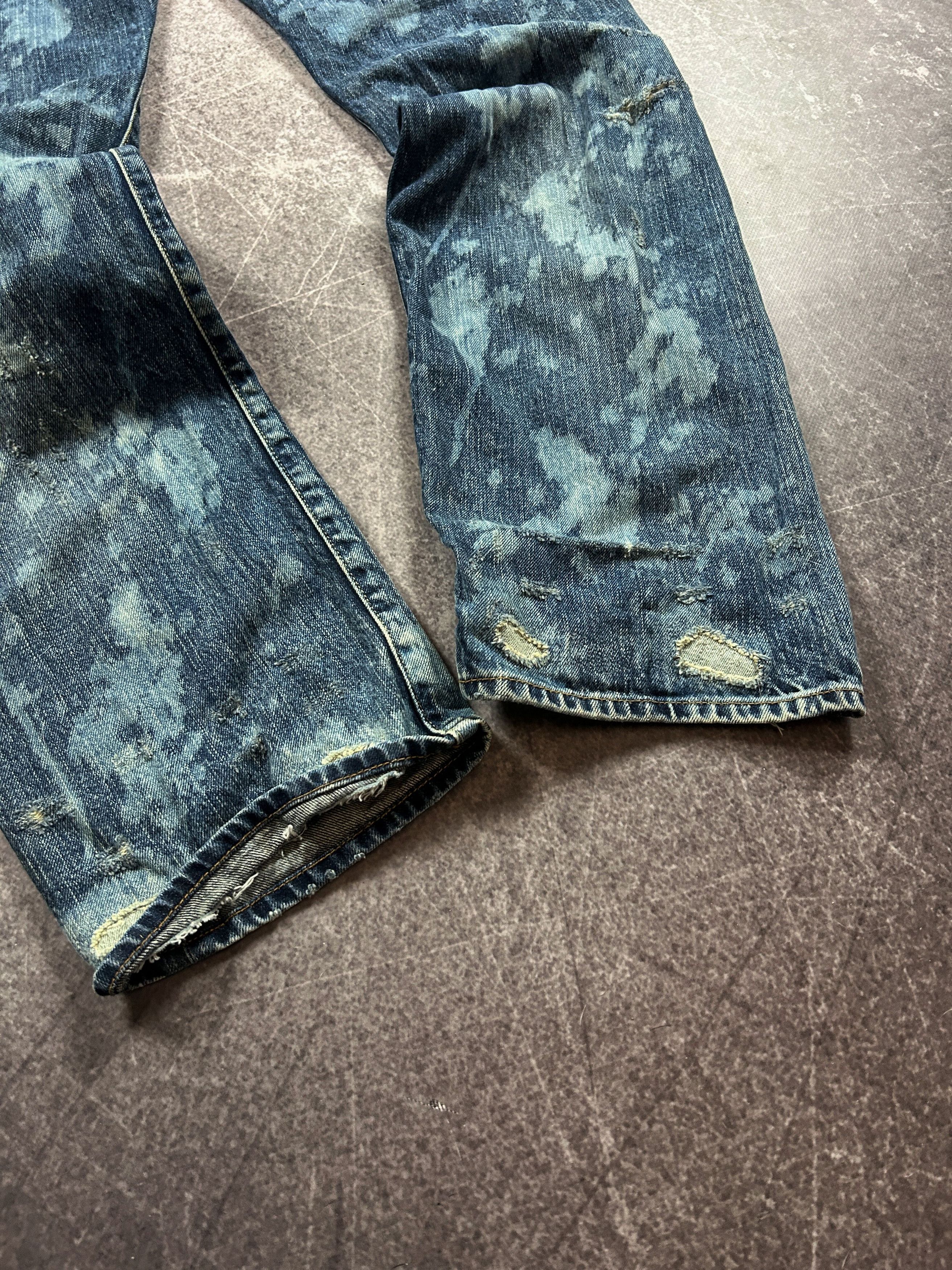 Japanese Brand VTG Distressed Denim Jeans Paint Splatter Fade Y2K Grunge Size US 34 / EU 50 - 5 Thumbnail