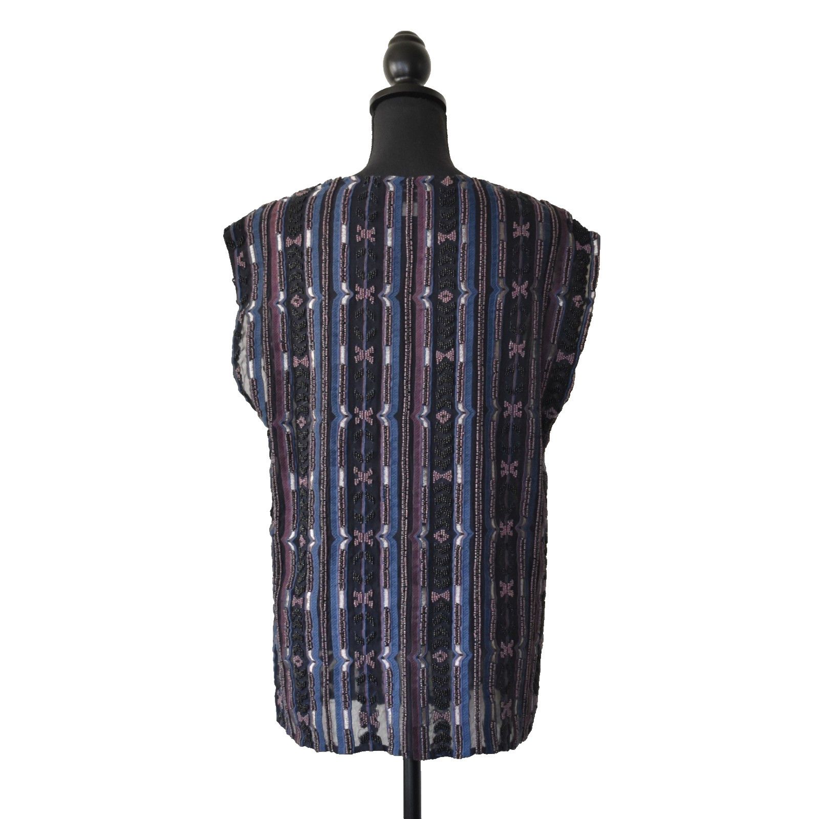 Haute Hippie HAUTE HIPPIE 100% Silk Sequin Beadwork Striped Top Size S Size S / US 4 / IT 40 - 4 Thumbnail