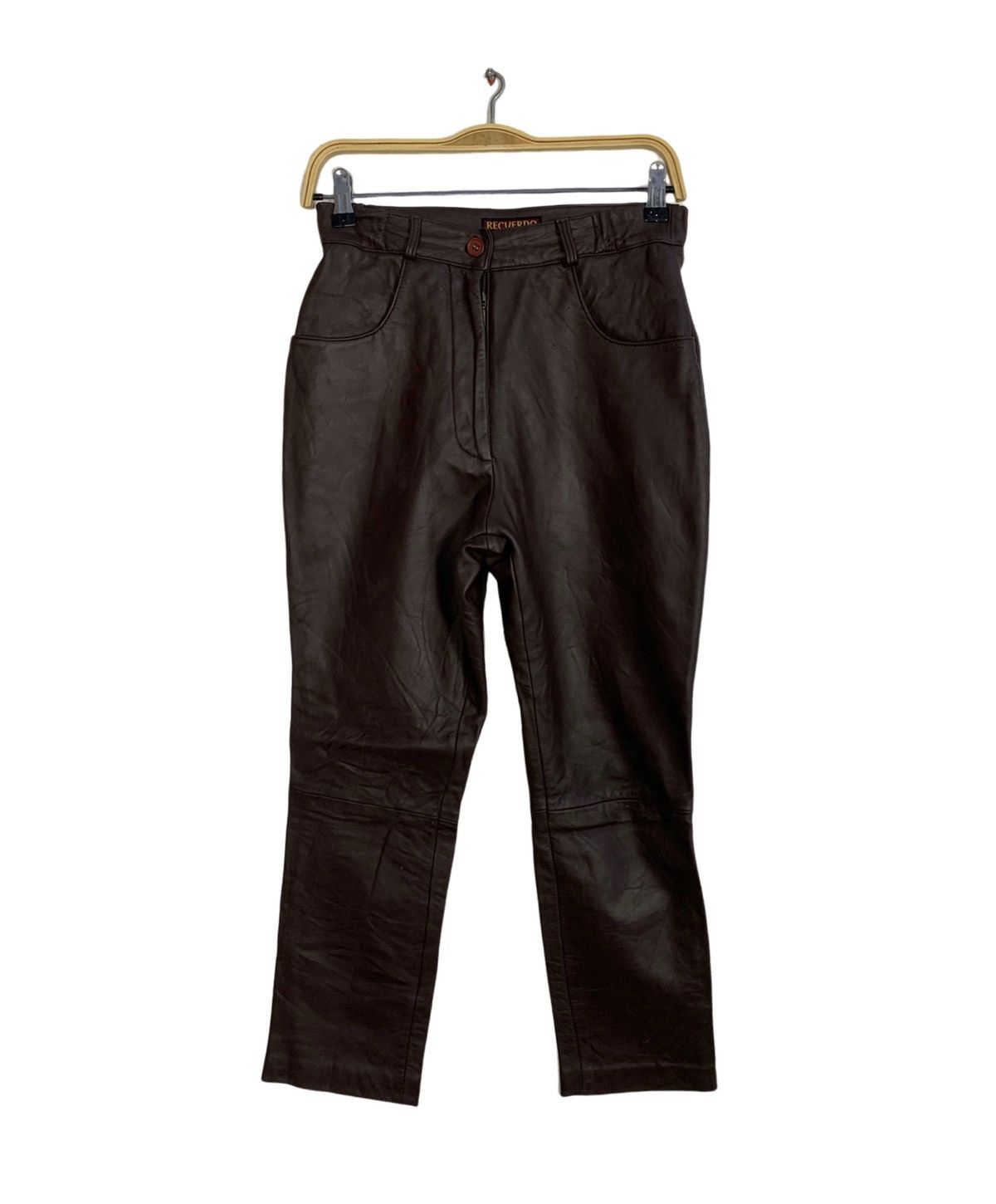 image of Recverdo World Leather Pant Double Knee Stretchable Waist in Brown, Women's (Size 26)
