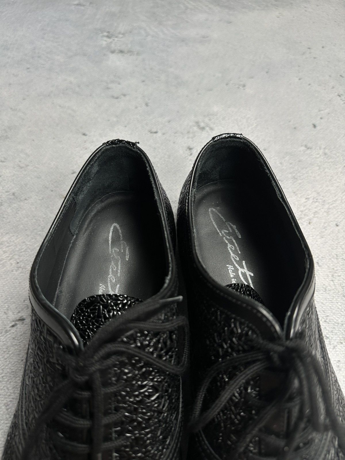 Genuine Leather Eveet Made in Italy Textured Black Derby Shoes Vero Cuoio Size US 9 / EU 42 - 8 Thumbnail