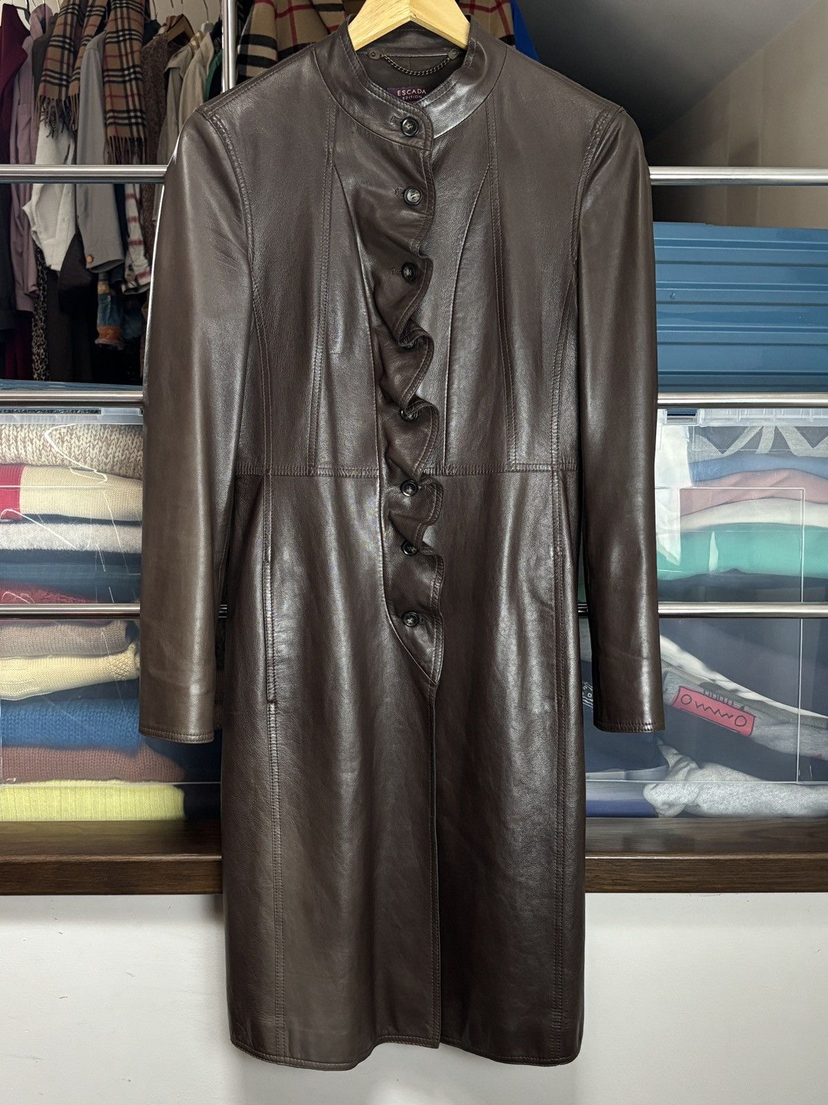 Escada Vintage Escada Luxury Brown Nappa Leather Coat Size S / US 4 / IT 40 - 1 Thumbnail