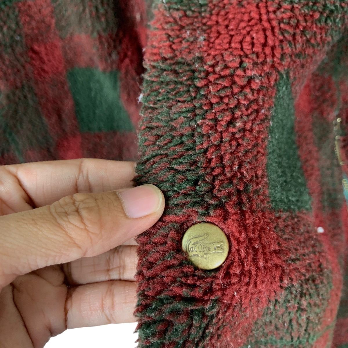 Lacoste LACOSTE Red Tartan Checked Fleece Jacket #1279-C58 Size US XL / EU 56 / 4 - 14 Thumbnail