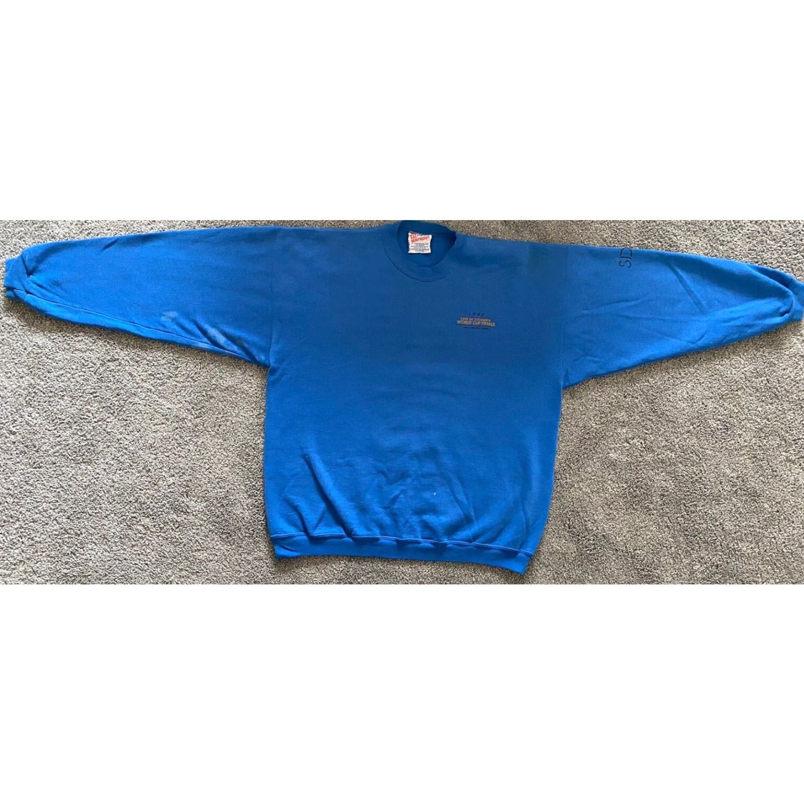 Hanes VTG 1997 Hanes Heavyweight Sweatshirt Made In USA Vail Beaver Creek World Cup Shirt Adults XL Blue USA 90s Sports Ski Mens Size US XL / EU 56 / 4 - 2 Thumbnail