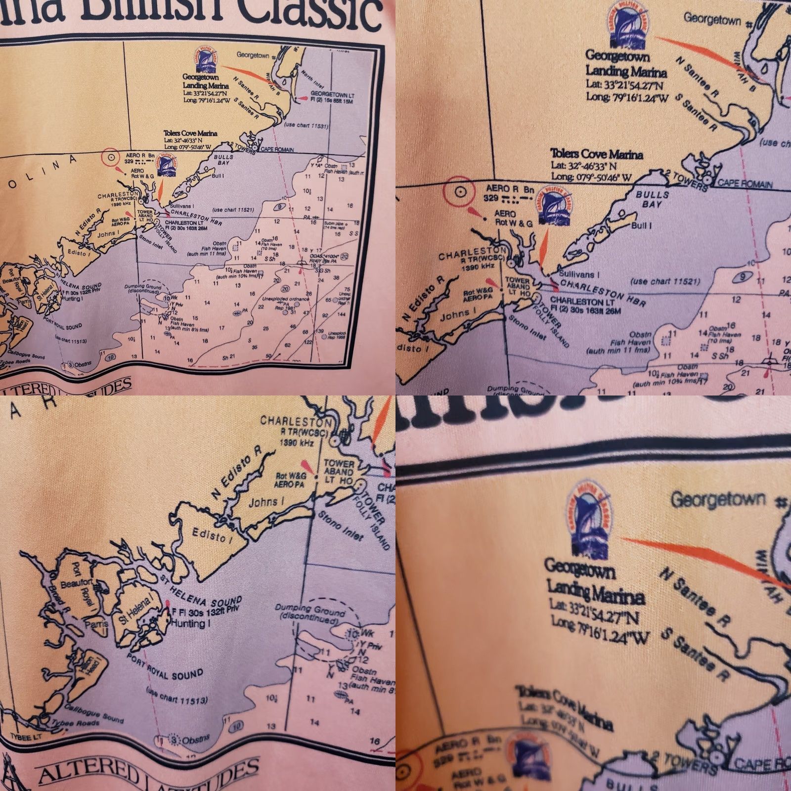 Vintage Altered Latitudes Carolina BILLFISH Classic Long Sleeve Peach Map T-Shirt XL Size US XL / EU 56 / 4 - 9 Thumbnail