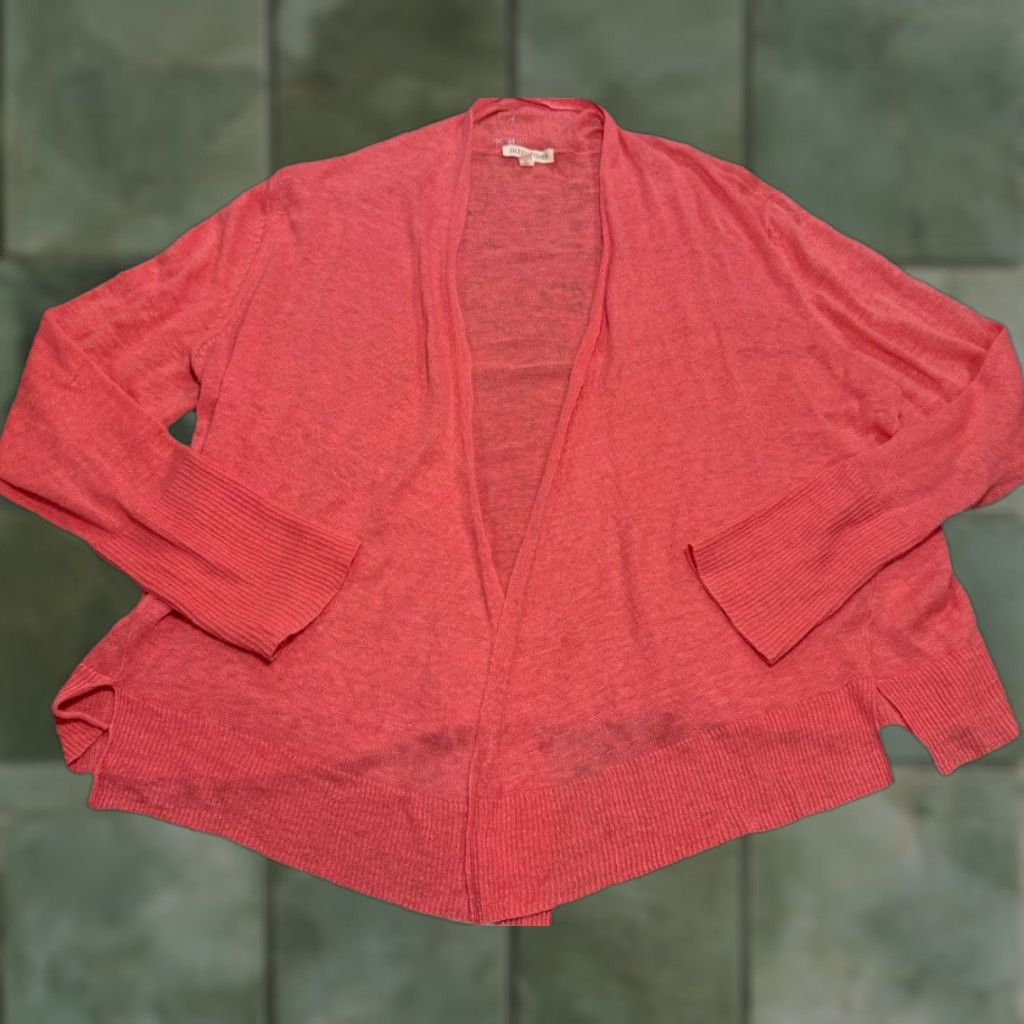 Eileen Fisher Eileen Fisher 100% Linen Cardigan Pink Large Open Front Womens Knit Size L / US 10 / IT 46 - 1 Thumbnail