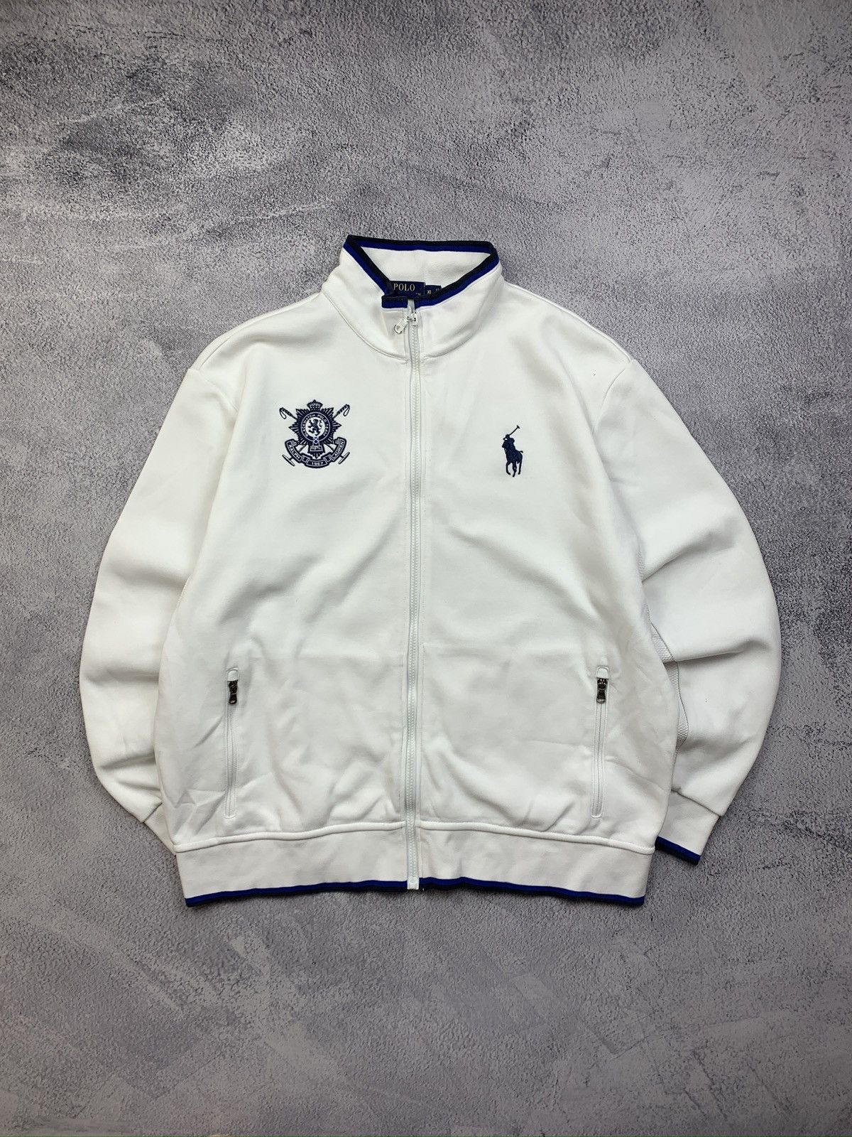 Polo Ralph Lauren Polo Ralph Lauren White Full Zip Sweater XL Crest Logos Mens Size US XL / EU 56 / 4 - 1 Thumbnail