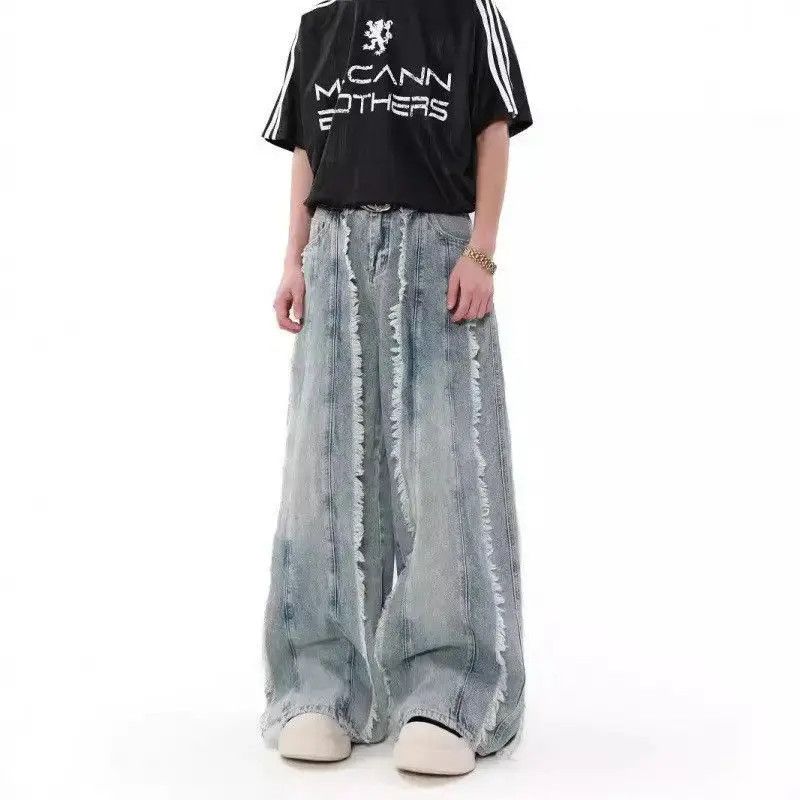 Japanese Brand Retro loose fringe patchwork jeans Size US 32 / EU 48 - 2 Thumbnail