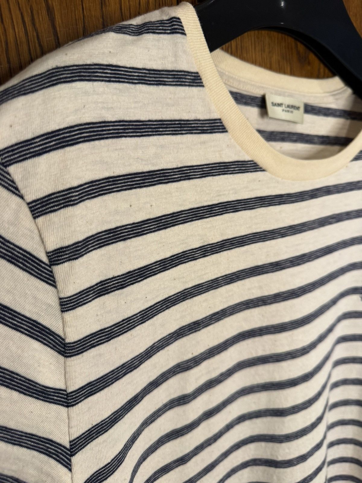 Saint Laurent Paris $620 Saint Laurent STRIPED CASSANDRE T-SHIRT IN JERSEY Size US L / EU 52-54 / 3 - 16 Thumbnail