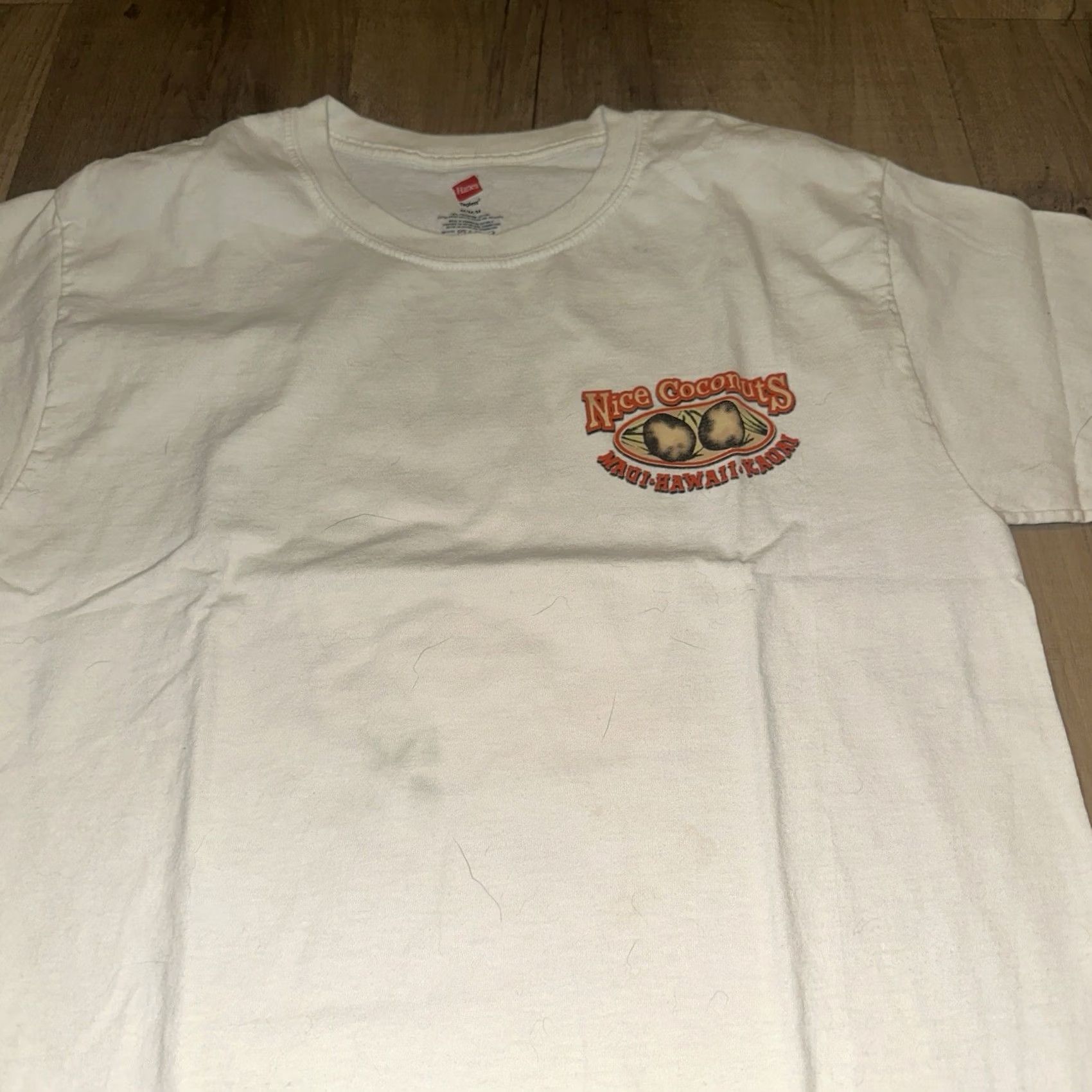 Hanes VINTAGE Pinup Girl Shirt Mens Medium White Nice Coconuts Hawaii Y2K Short Sleeve Hanes T-Shirt Couture Mens Size US M / EU 48-50 / 2 - 2 Thumbnail