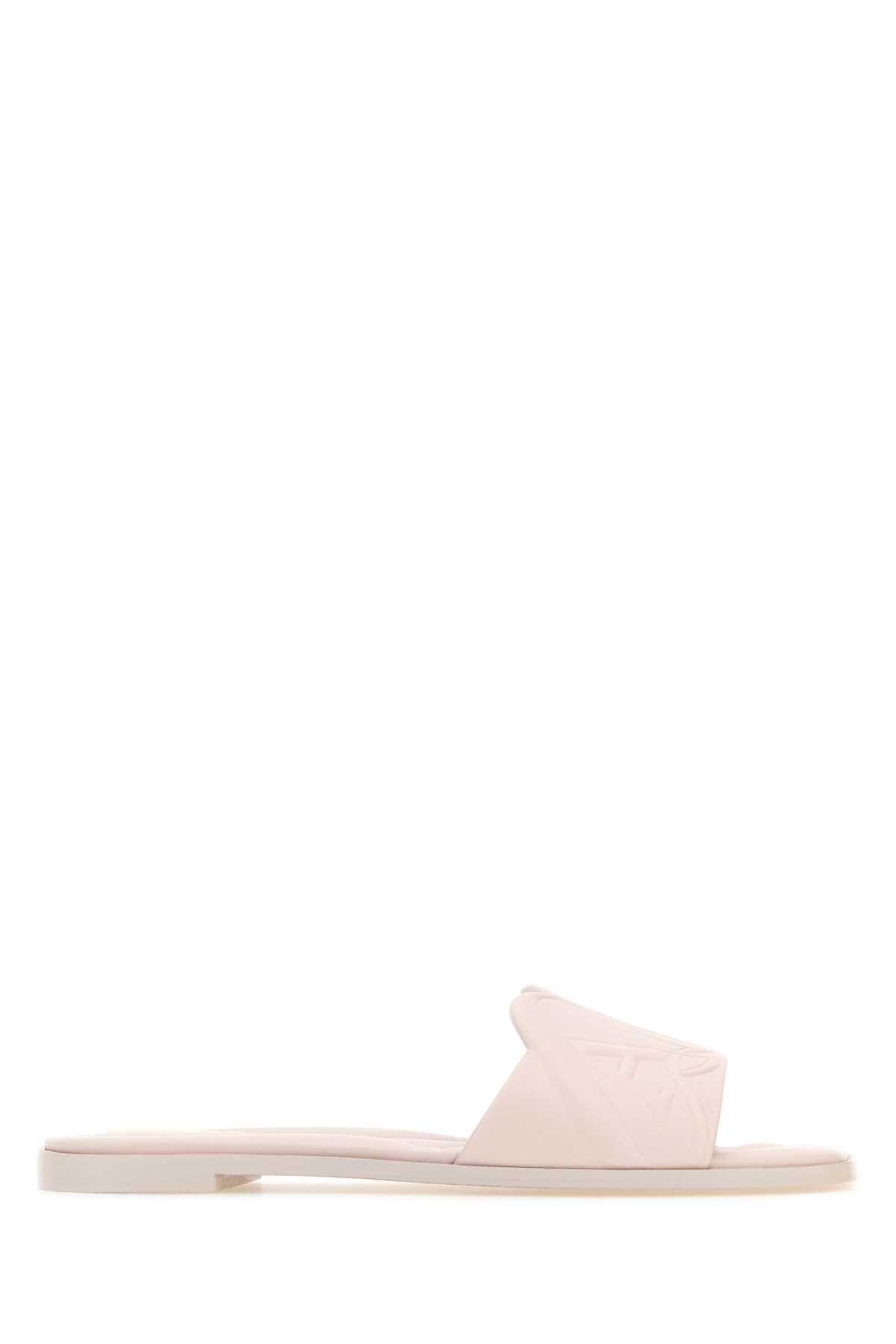 Pastel Pink Leather Slippers