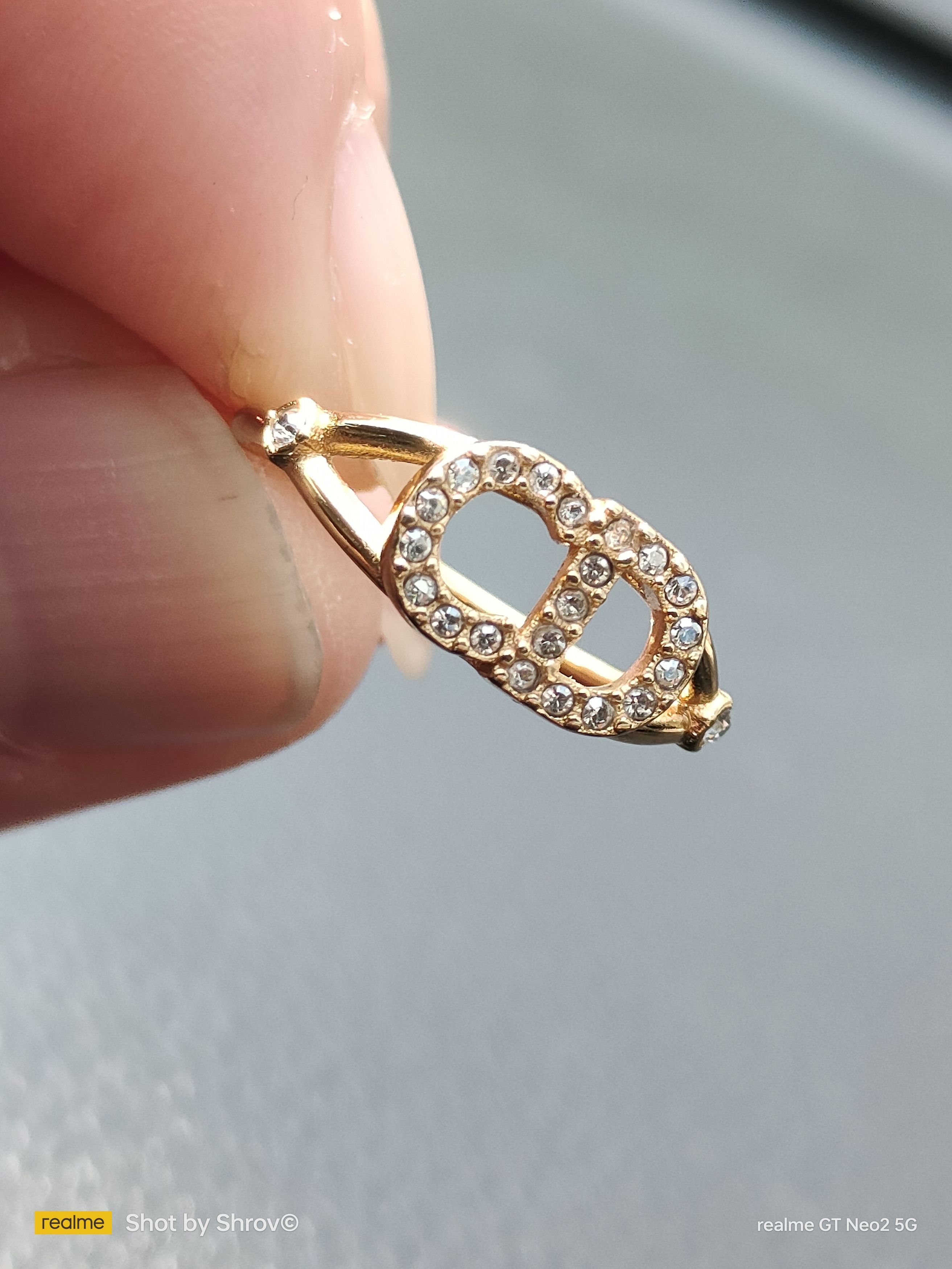 Dior DIOR Clair D Lune Ring Gold-Finish Metal and White Crystals Size ONE SIZE - 8 Thumbnail