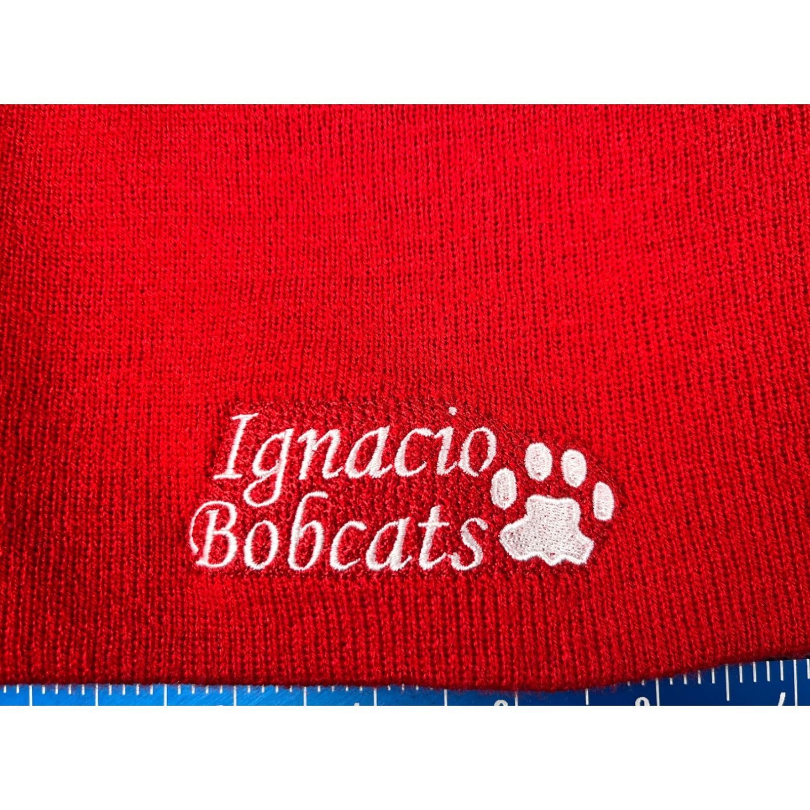 Vintage Ignacio Bobcat Highschool Basketball Beanie Toque Adult OS Red Knit 100% Acrylic Size ONE SIZE - 2 Thumbnail