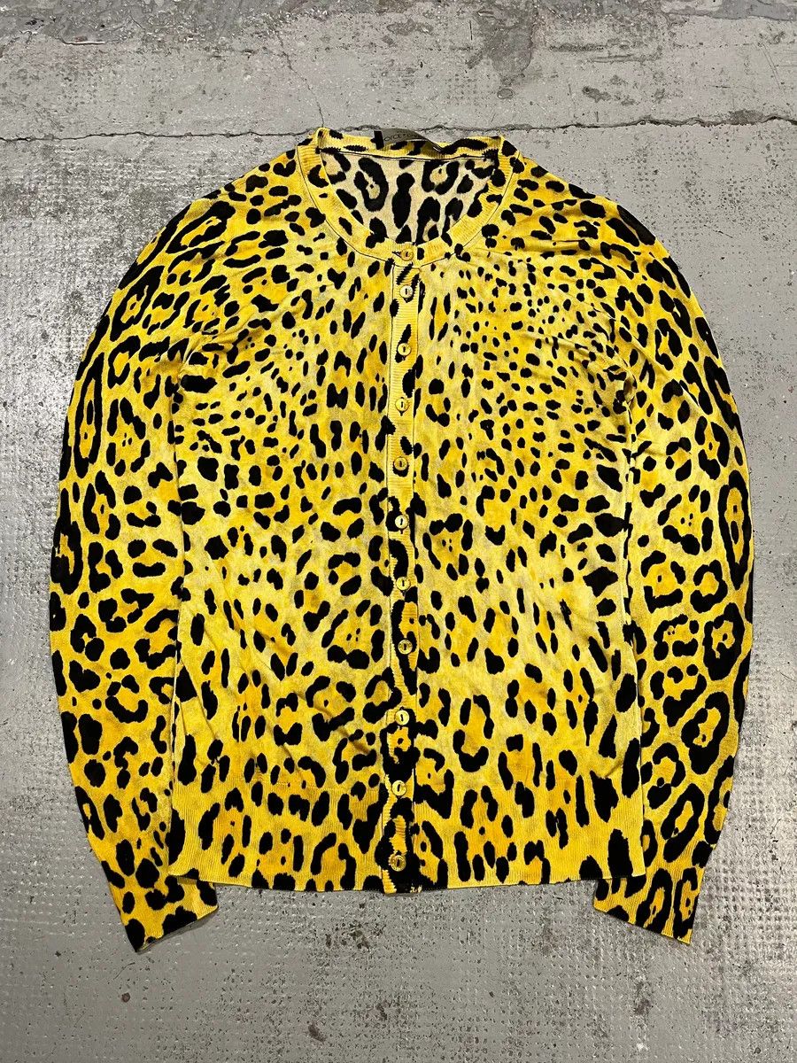 Dolce & Gabbana 2010s Dolce & Gabbana Leopard Black & Yellow Cardigan Size M / US 6-8 / IT 42-44 - 1 Thumbnail