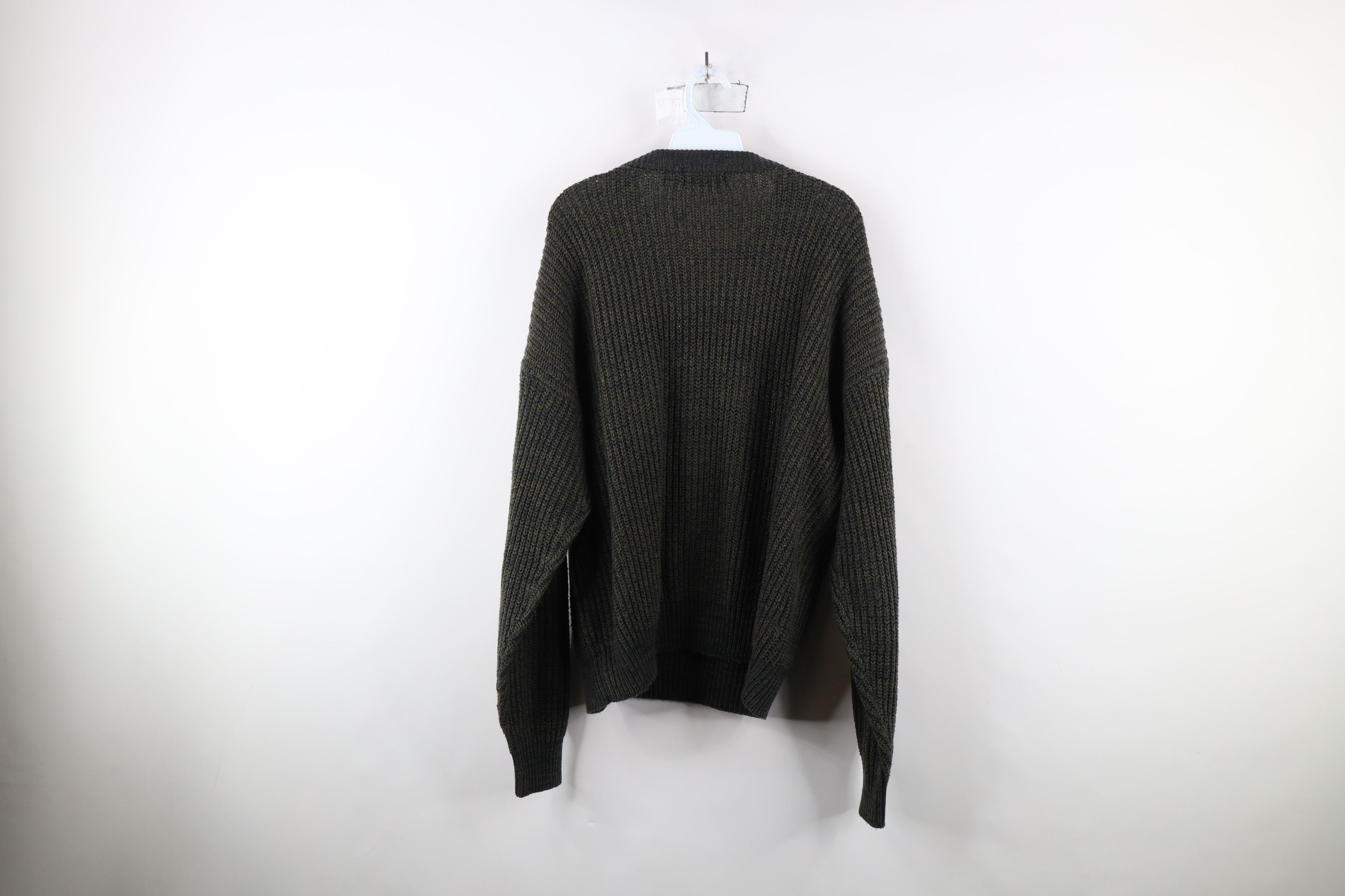 Vintage Vintage 90s Streetwear Ribbed Knit Crewneck Sweater Green Size US XL / EU 56 / 4 - 5 Thumbnail