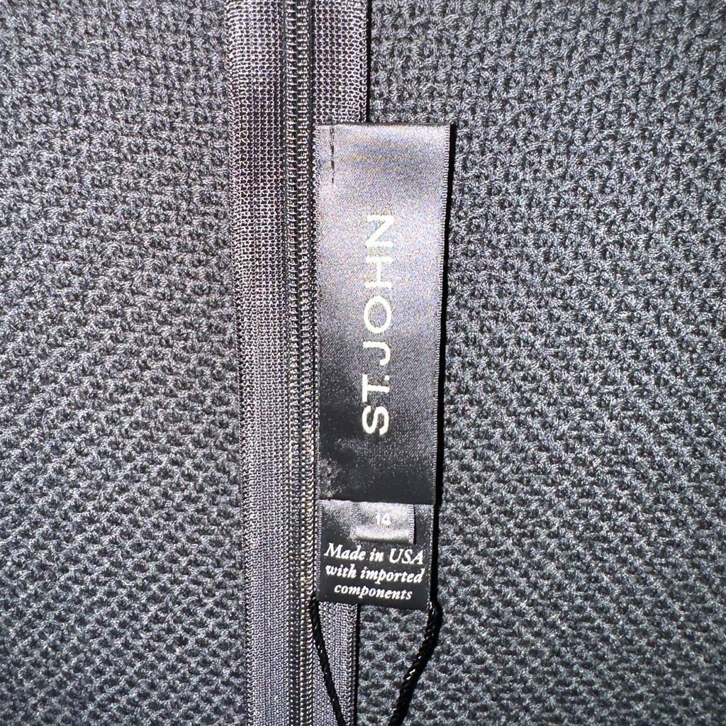 St. John St. John Knit Wool Mid Length Made in USA Business Dress SZ 14 in Onyx & Alabaster Size XL / US 12-14 / IT 48-50 - 4 Thumbnail