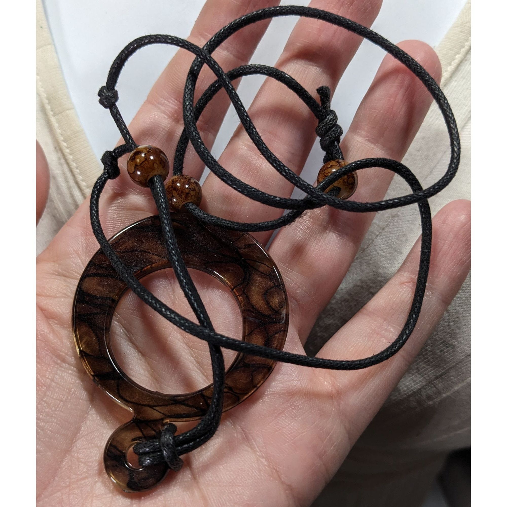 Other Brown Resin Pendant Necklace With Adjustable Black Cord & Be Size ONE SIZE - 6 Thumbnail