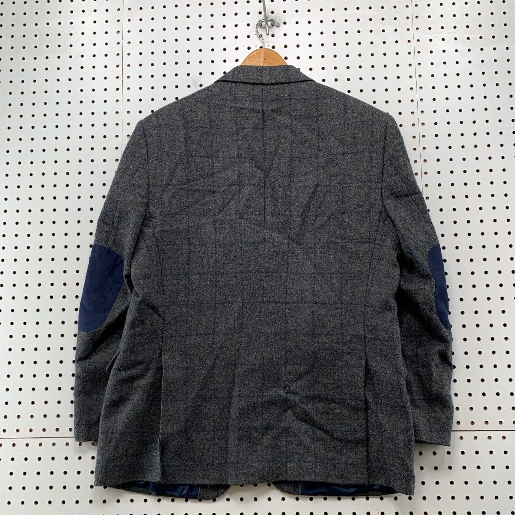 Jos. A. Bank Jos A Bank Blazer Mens 42 Gray Glen Plaid Wool 100% Wool Elbow Patch Business Jacket Shirt (Jacket Style: Single-Breasted, Notch Lapel) Size 42R - 2 Thumbnail