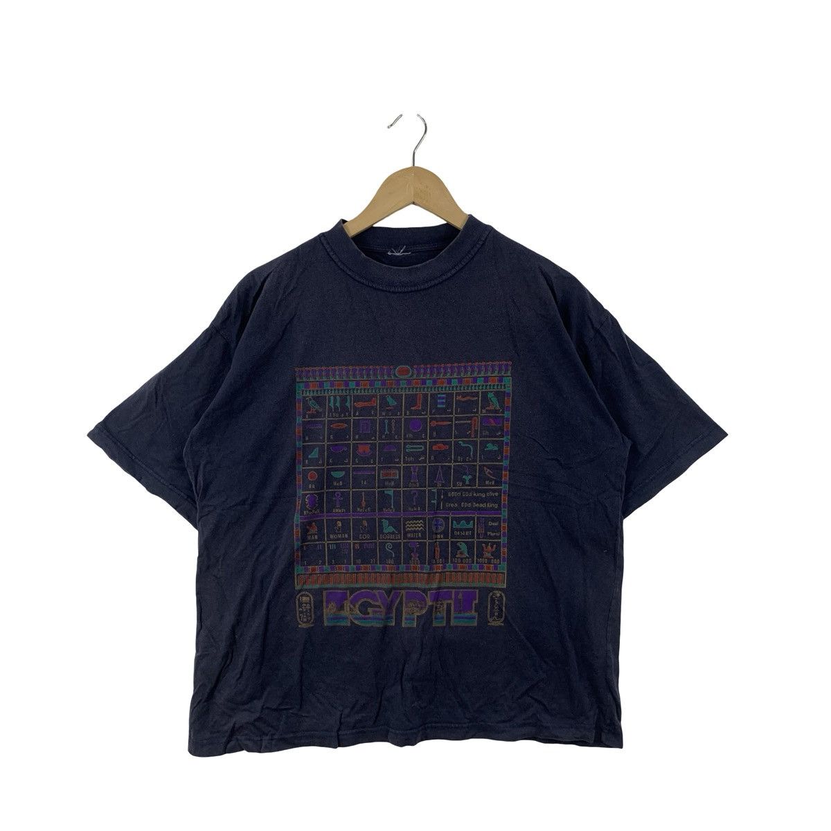 Vintage Vintage Egypt Hieroglyphic Graphic Ancient Symbols Print Tee Size US L / EU 52-54 / 3 - 3 Thumbnail