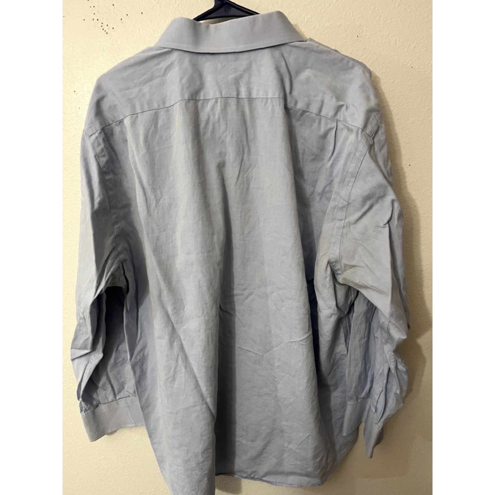 Nordstrom Nordstrom Brand Mens 17.5 35 Blue Solid Traditional Fit No Iron Dress Shirt 100% Cotton Classic Fit Regular Size: 17.5 Truthful? Size 46R - 2 Thumbnail