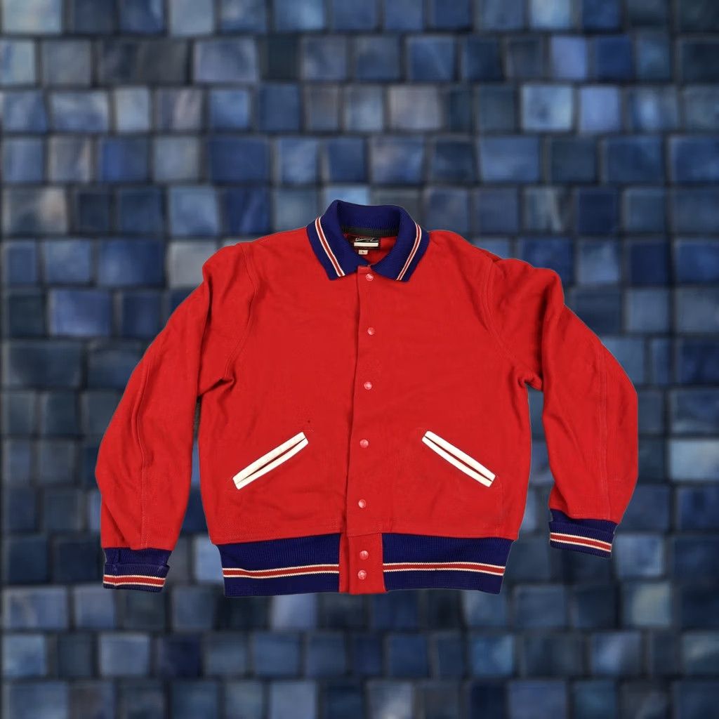Vintage VINTAGE Whiting Jacket Mens 46 Red Wool Varsity Snap Front Rib Knit Trim Jacket Size US S / EU 44-46 / 1 - 1 Thumbnail