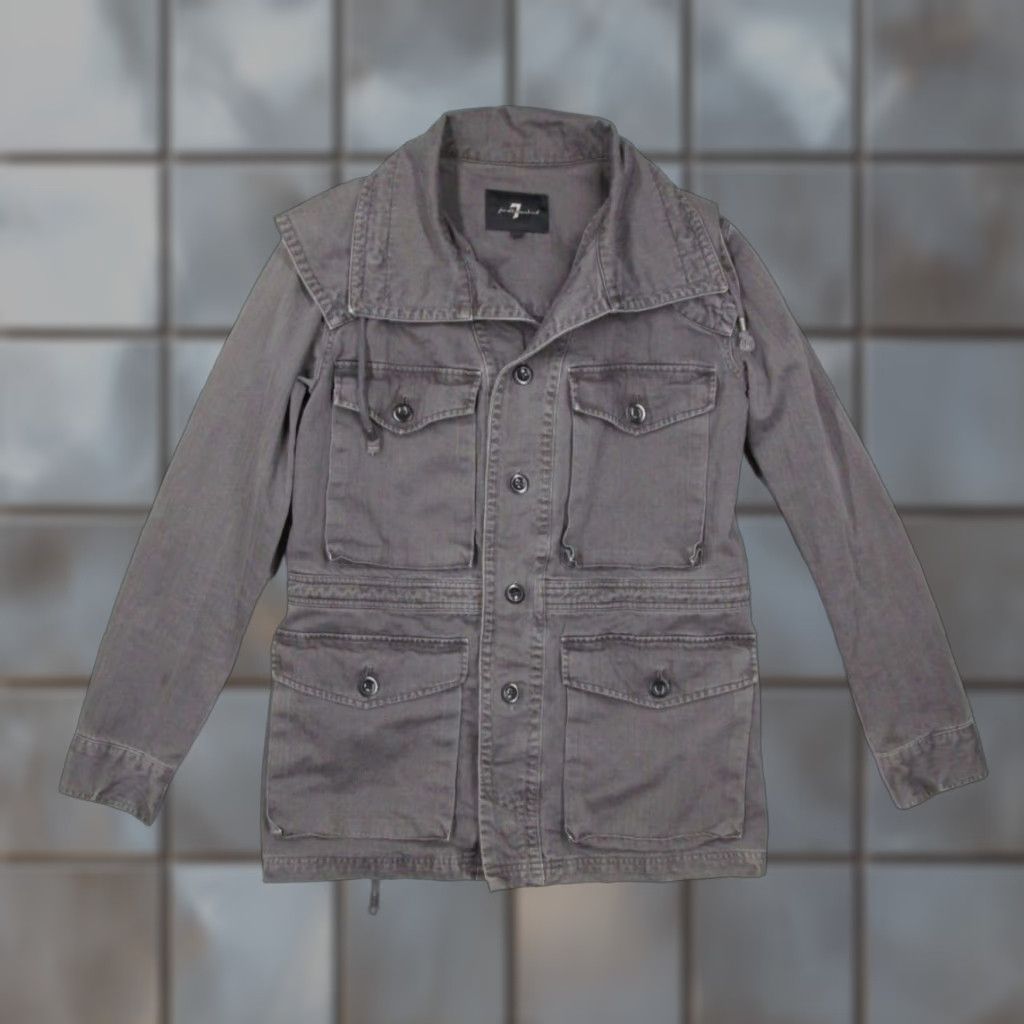 7 For All Mankind VINTAGE 7 For All Mankind Women's Jacket Small Gray Casual Military Twill All Seasons Size S / US 4 / IT 40 - 1 Thumbnail