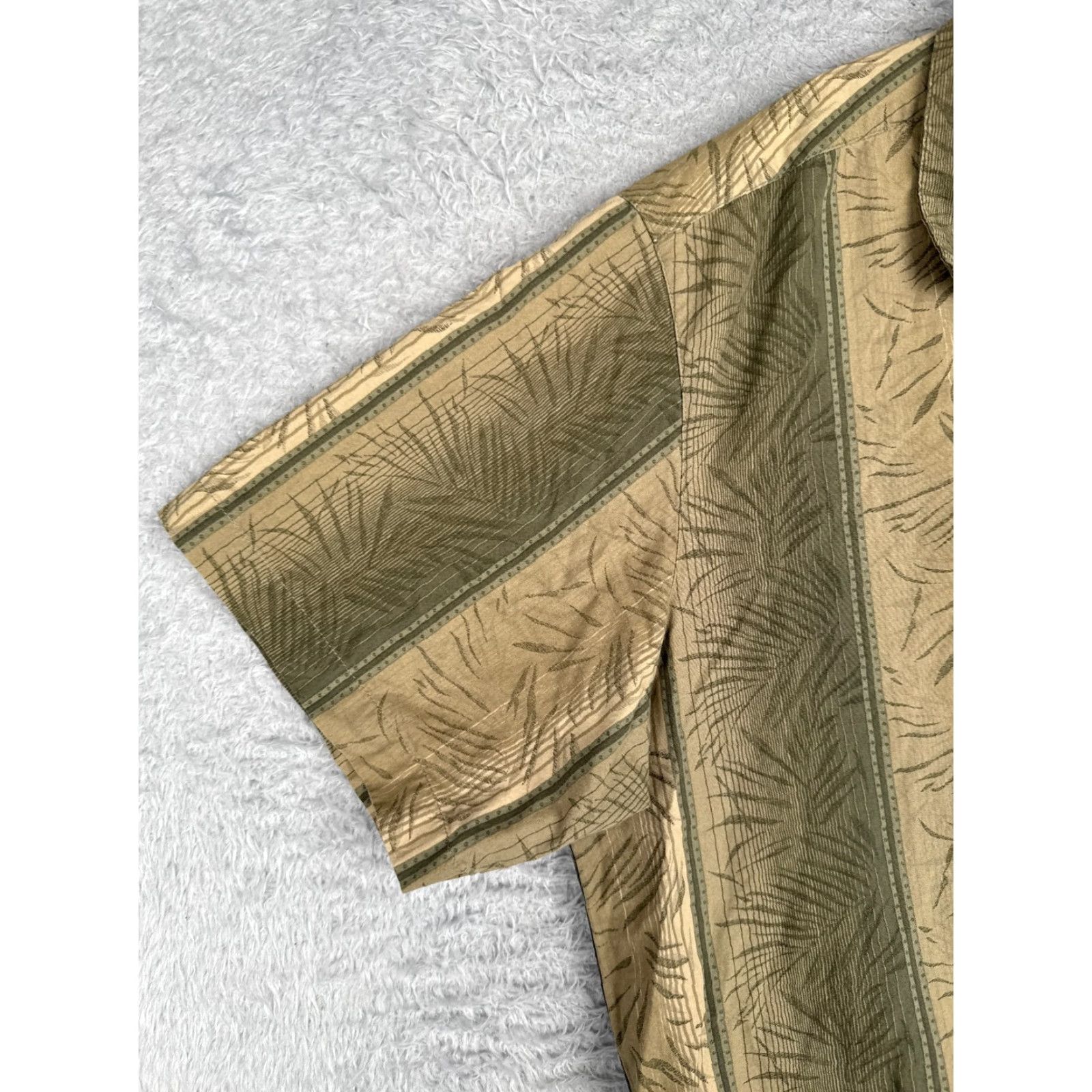 Vintage Solitude Button-Up Shirt Adult Large Green Stripe Leaf Hawaiian Size US L / EU 52-54 / 3 - 3 Thumbnail