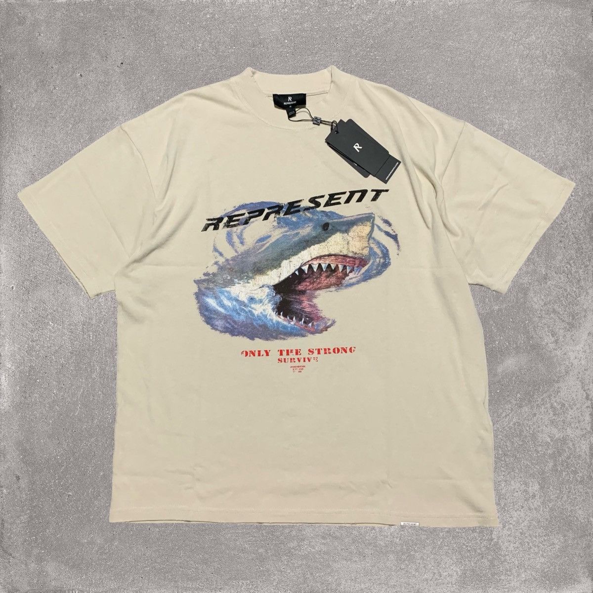 Represent Medium Only The Strong Survive Vintage White Tee