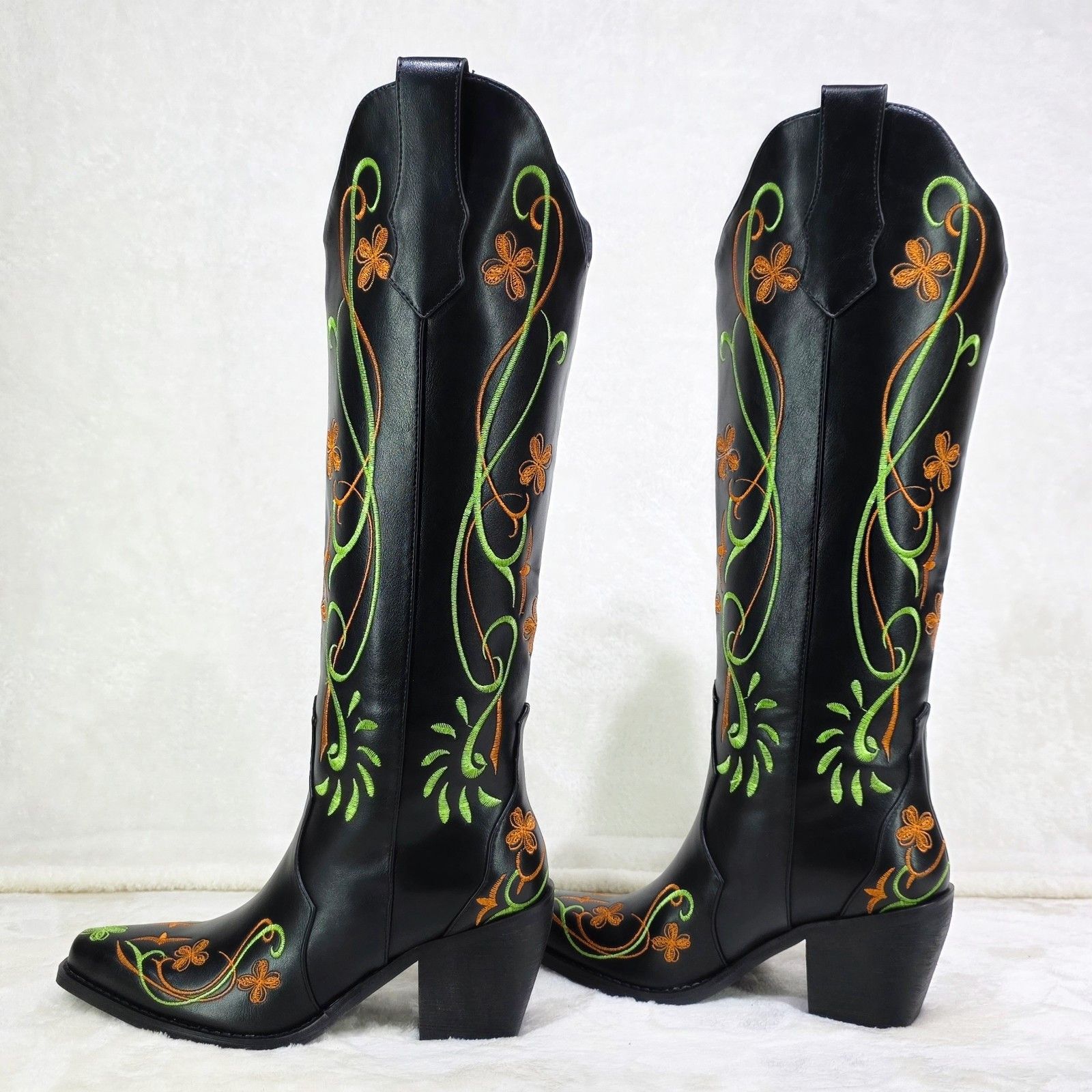 Other Loretta Green Orange Embroidery Country Western Cowgirl Knee Size US 7 / IT 37 - 1 Thumbnail