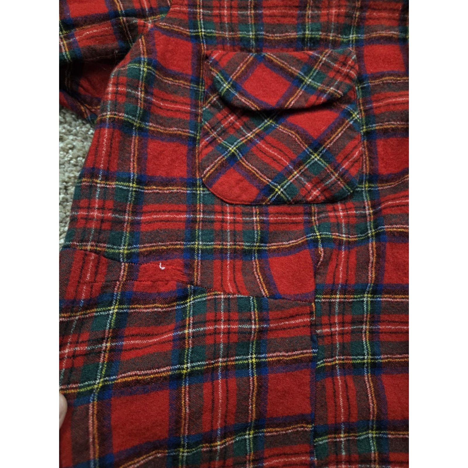 Pendleton VINTAGE Pendleton Flannel Shirt XL Red Plaid Loop Collar Long Sleeve Wool 60s Men Shirt Size US XL / EU 56 / 4 - 7 Thumbnail