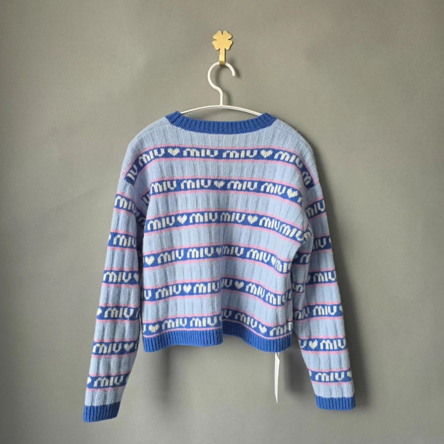 Miu Miu Miu Miu Blue Logo Stripe Wool Sweater 99 Size M / US 6-8 / IT 42-44 - 2 Thumbnail
