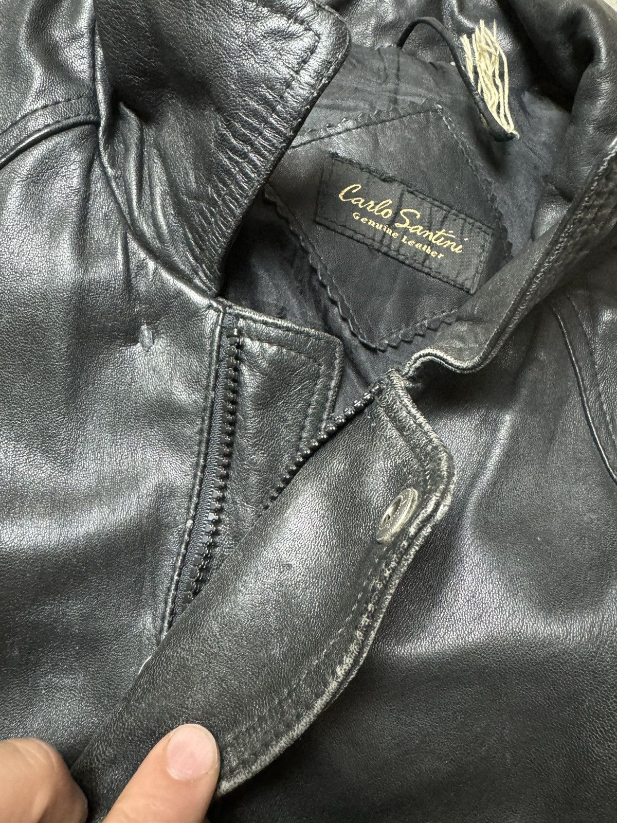 Vintage Vintage Y2K Carlo Santini Leather Opium Faded Bomber Jacket Size US S / EU 44-46 / 1 - 7 Thumbnail