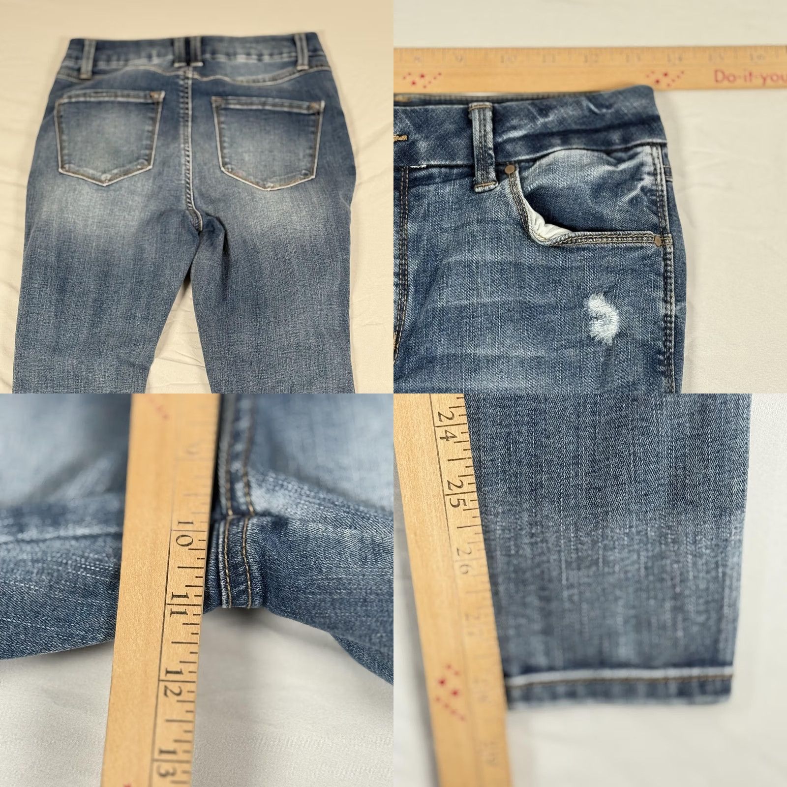 Vintage Rewash Monroe Jeans 5 Medium Wash Skinny Distressed Real Curve Stretch Denim Size 27" / US 4 / IT 40 - 8 Thumbnail