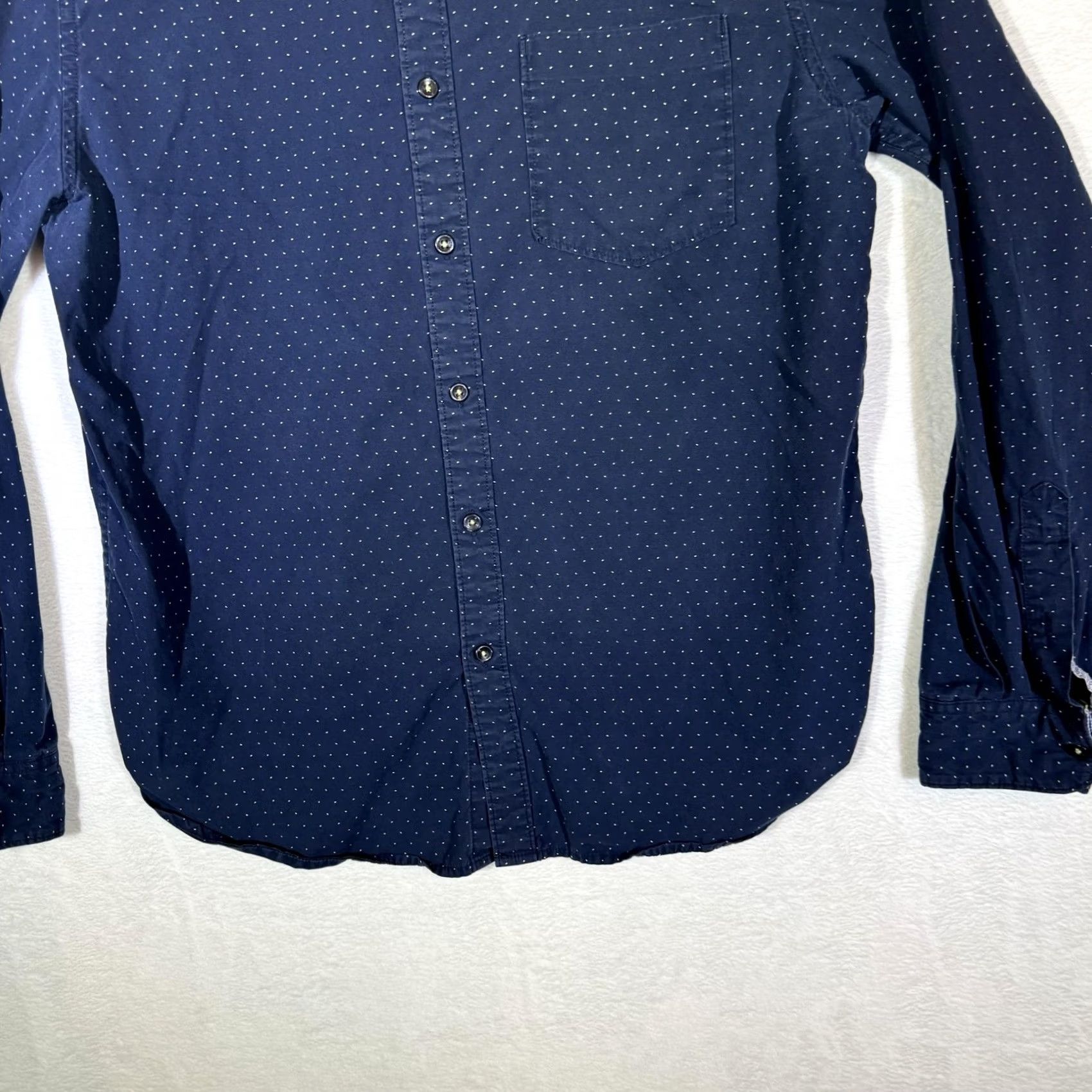 Vintage Cactus Man Shirt Mens Large Slim Fit Button Down Long Sleeve Polka Dot Cotton Blue Size 42R - 3 Thumbnail
