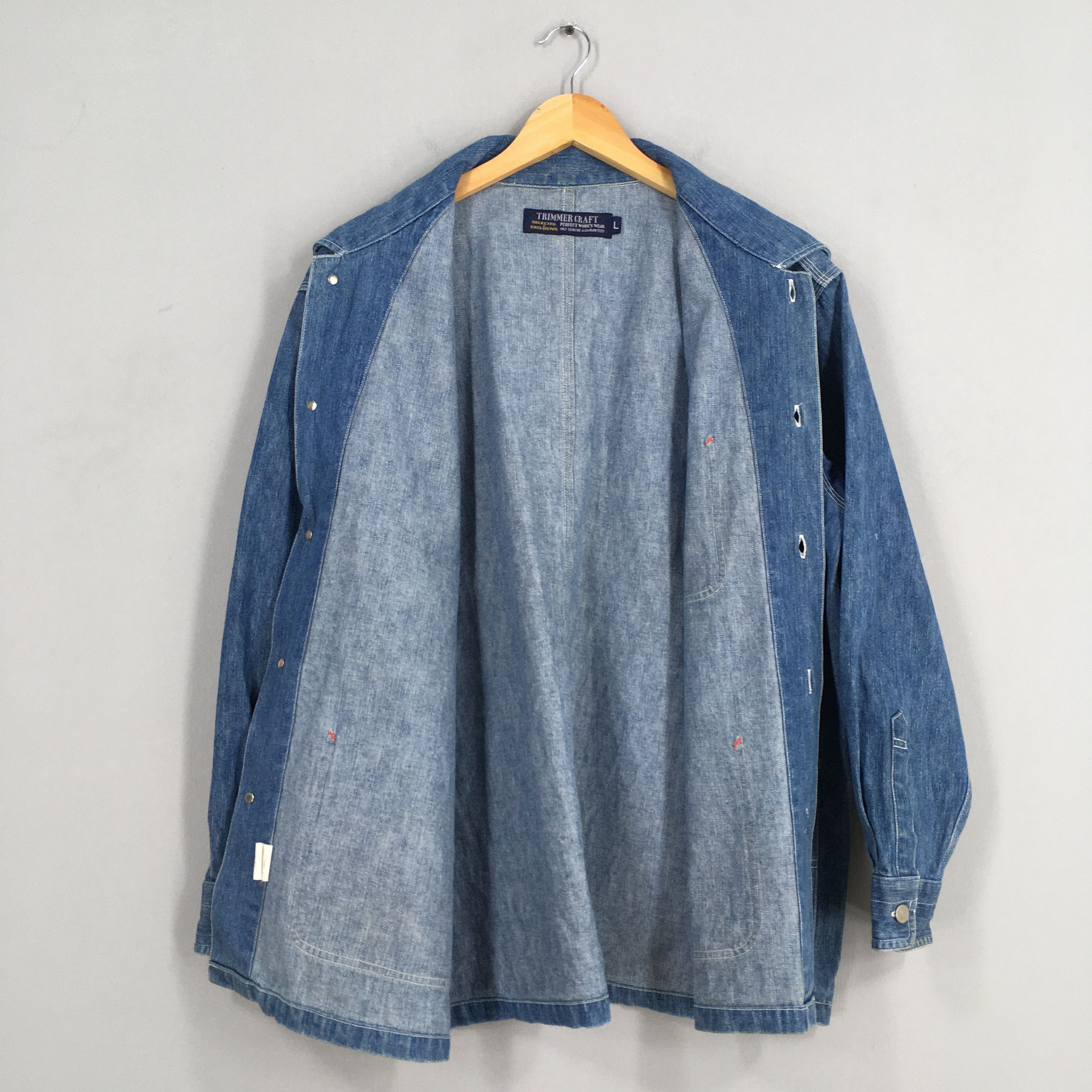 Japanese Brand Vintage 1980s Denim Labor Workwear Button Jacket Large Size US L / EU 52-54 / 3 - 6 Thumbnail