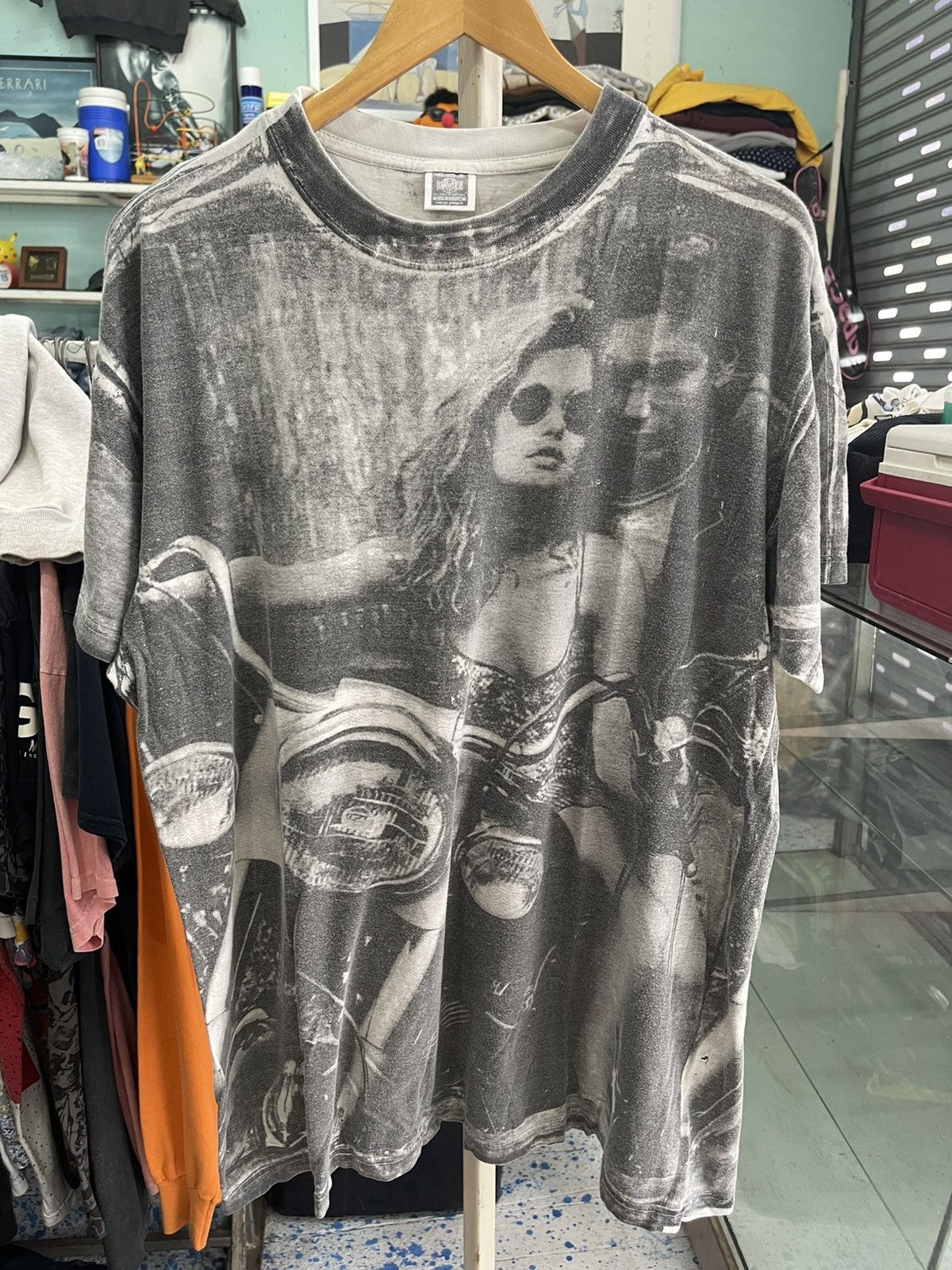 Vintage Vintage 90s All Over Print Biker T-Shirt - Classic XL Size US XL / EU 56 / 4 - 1 Thumbnail