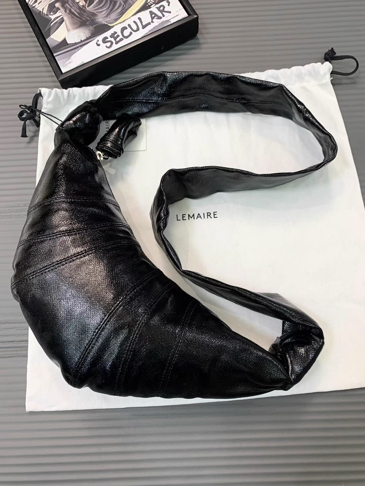 Lemaire Lemaire Black Coated Small Croissant Bag K34 Size ONE SIZE - 2 Thumbnail
