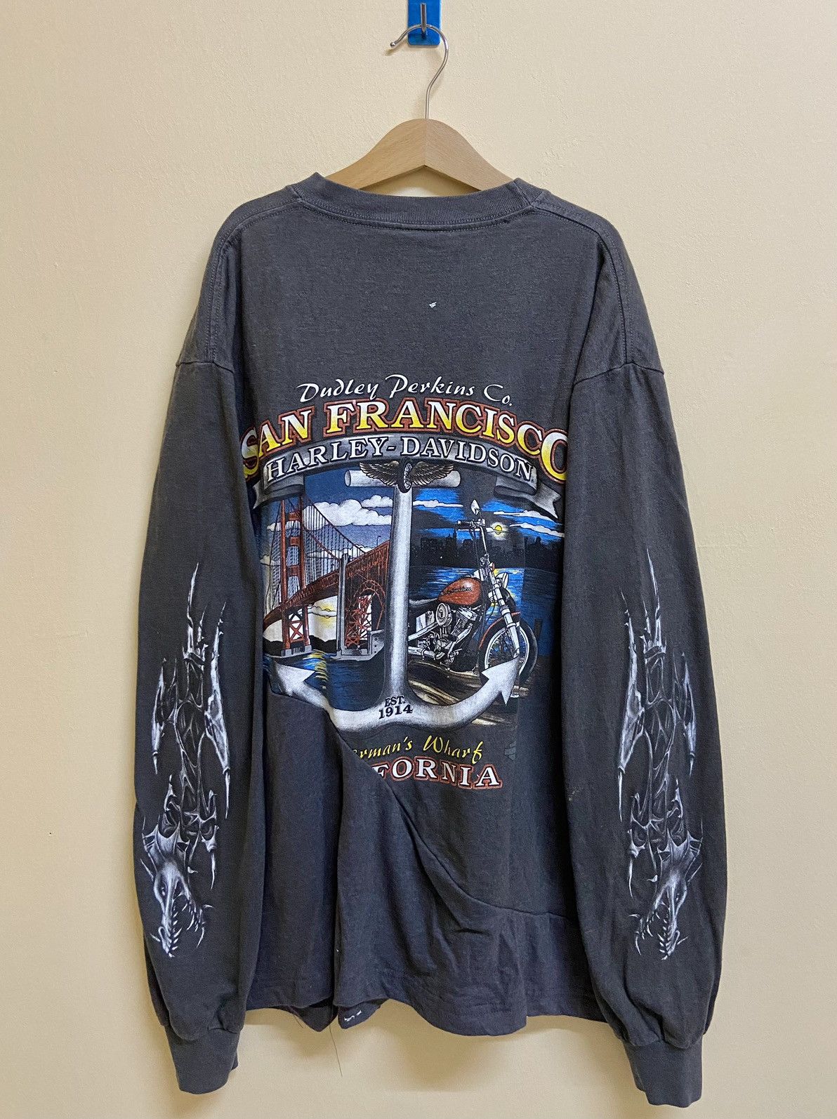 Harley Davidson × Vintage Vintage 1997/2007 Harley Davidson Sleeveprint Dragon Custom Size US M / EU 48-50 / 2 - 2 Thumbnail