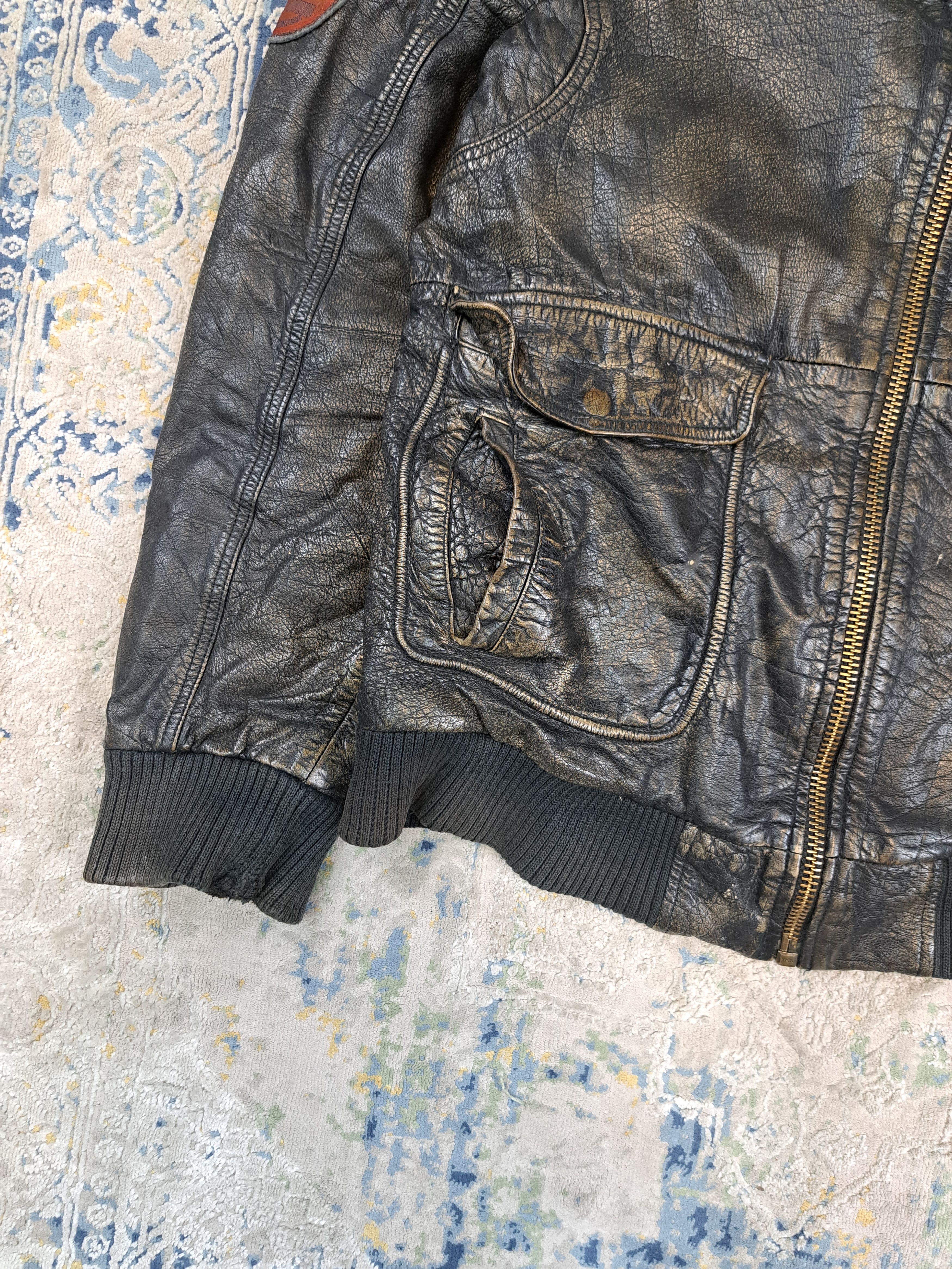Genuine Leather Vintage Genuine Leather Distressed Bomber Jacket Flyer Size US L / EU 52-54 / 3 - 5 Thumbnail