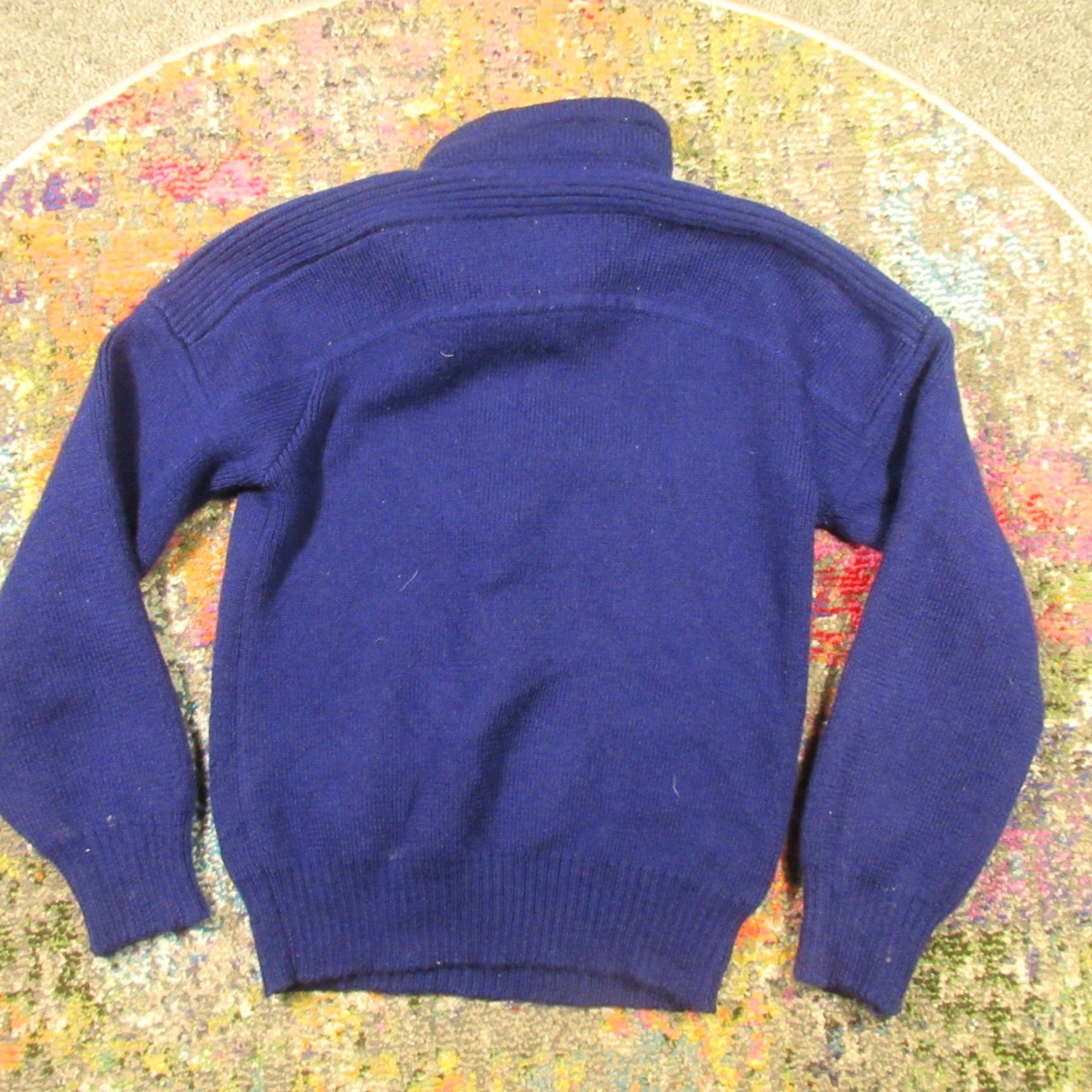 Obermeyer VINTAGE Obermeyer Heavy Wool Sweater Mens L Blue 1/4 Zip Pullover Distressed Size US L / EU 52-54 / 3 - 2 Thumbnail