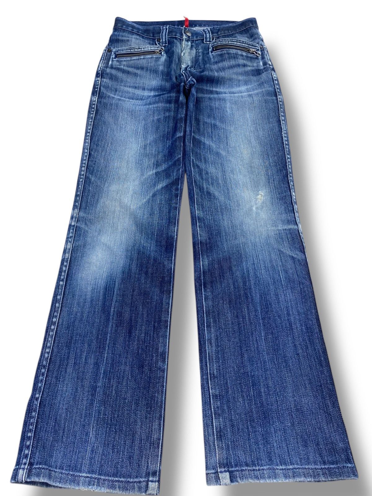 Uniqlo Blue Faded Wash Style Whiskers Jeans