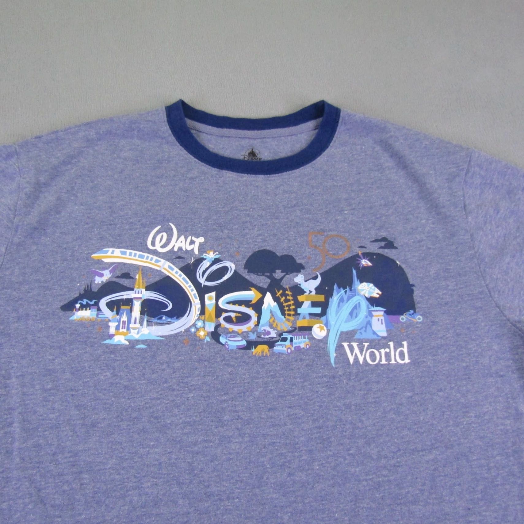 Disney VINTAGE Disney Mickey Mouse Graphic Print T-Shirt Mens 2XL Blue Short Sleeve Crewneck Casual Cartoon Tee Size US XXL / EU 58 / 5 - 2 Thumbnail